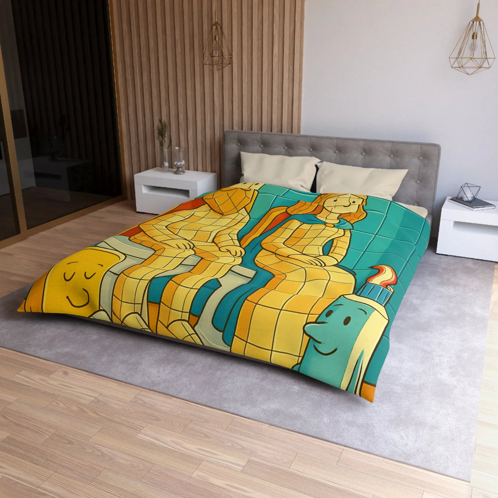Housse de Couette Microfibre Design Artistique Moderne Décoration Chambre Confort Premium