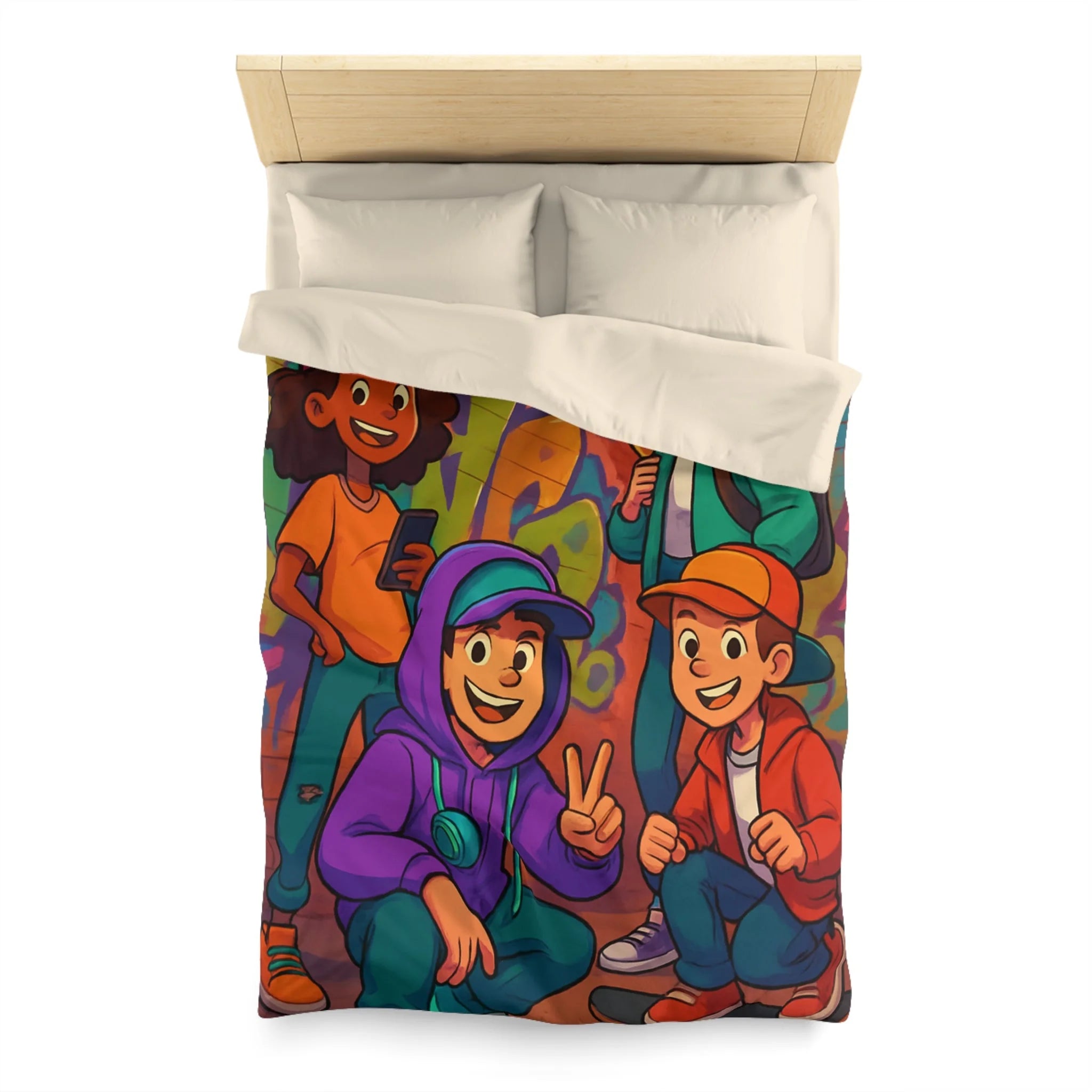 Housse de Couette Microfibre Illustration Unique Design Moderne Décoration Intérieure Raffinée