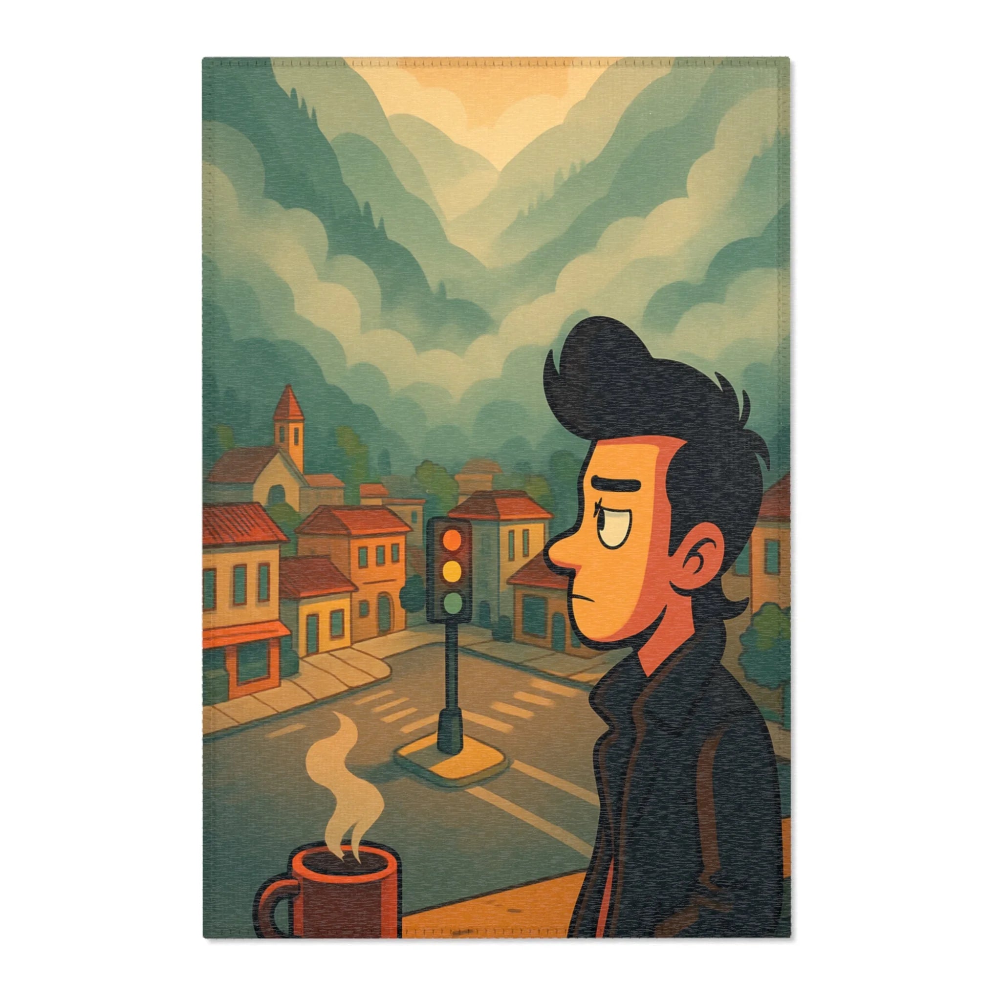 Tapis Area Rug Illustration Unique Design Contemporain Décoration Intérieure Sol Raffinée