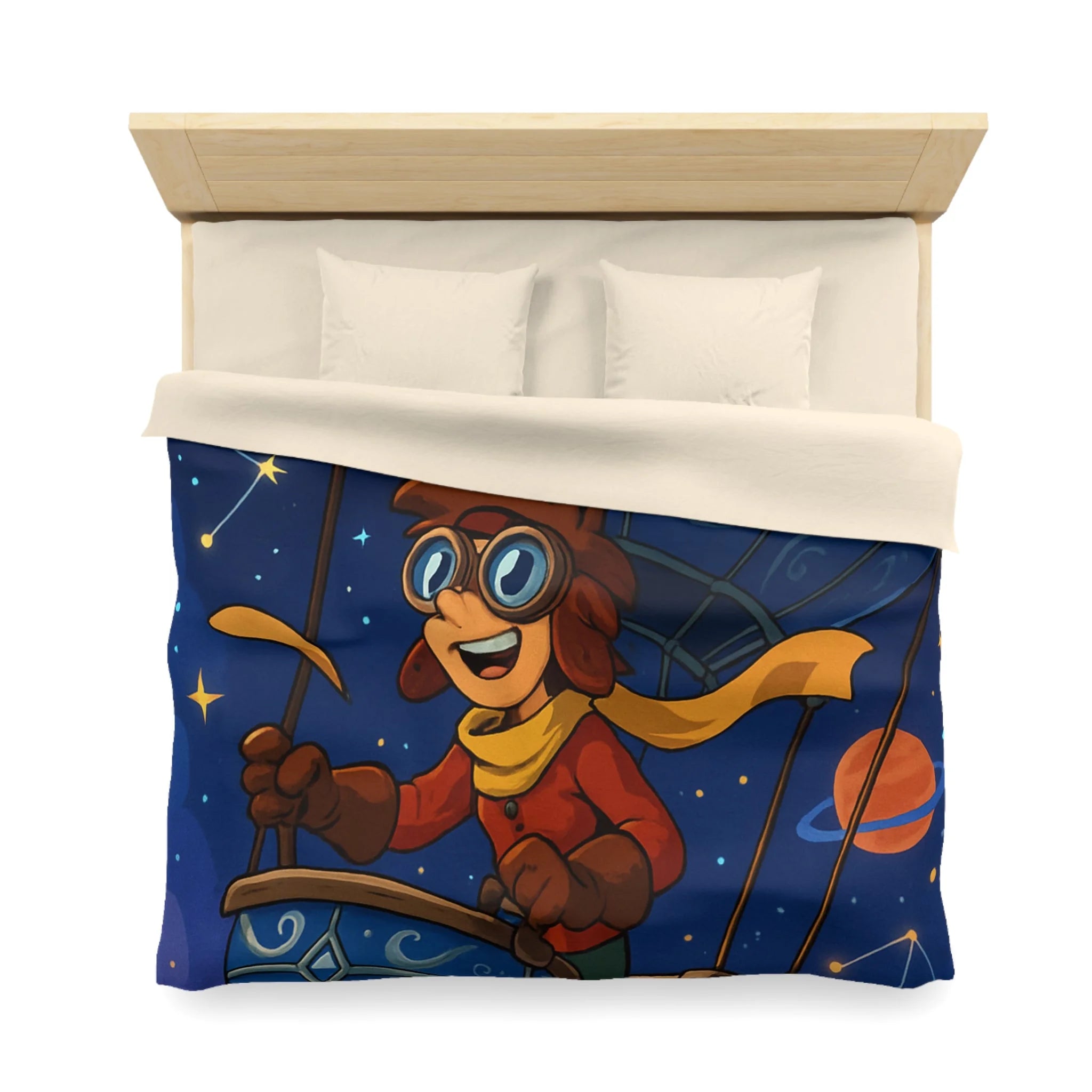 Housse de couette rêve étoilé avec montgolfière magique pour chambre d'enfant