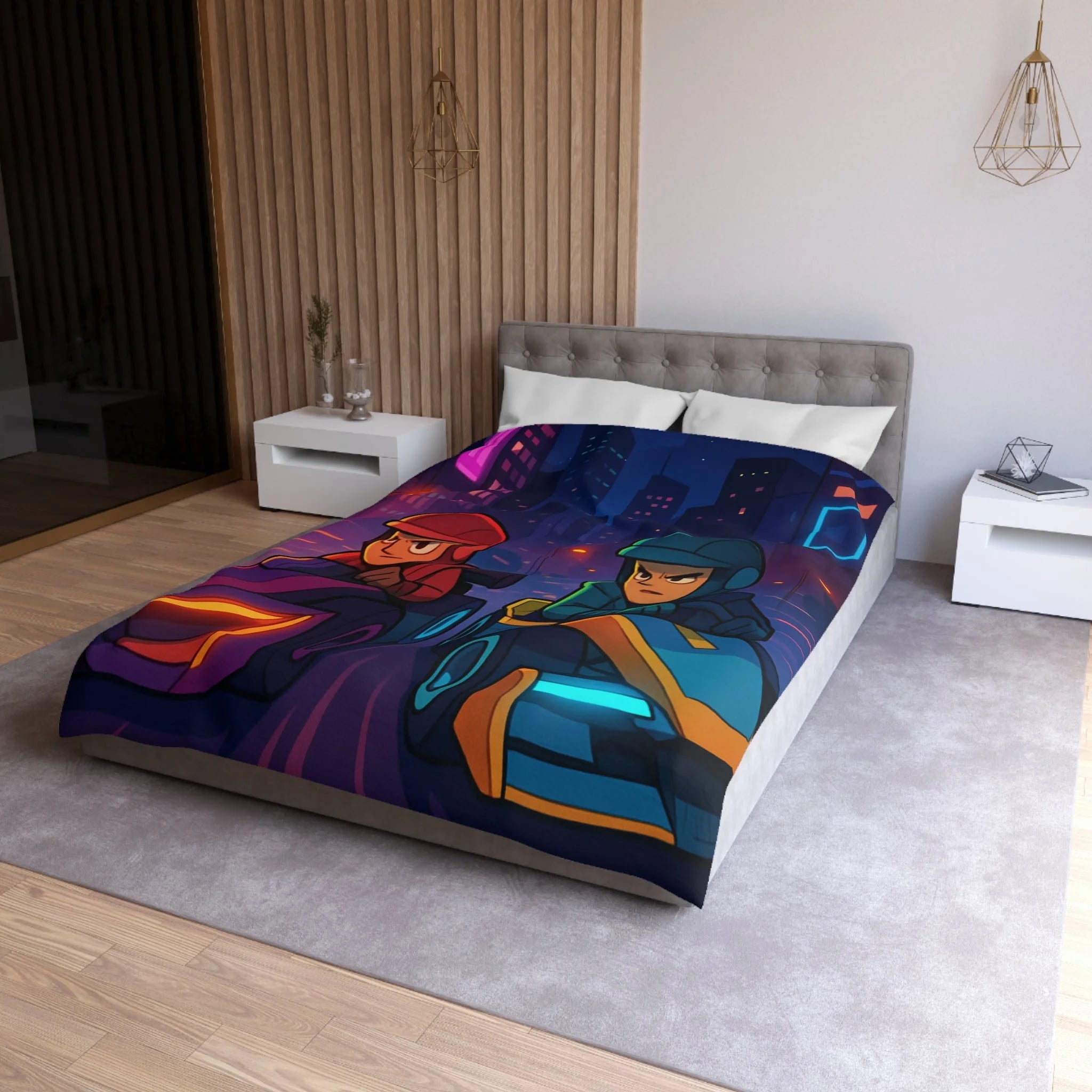 Housse de Couette Microfibre Motif Créatif Original Style Contemporain Chambre Élégante