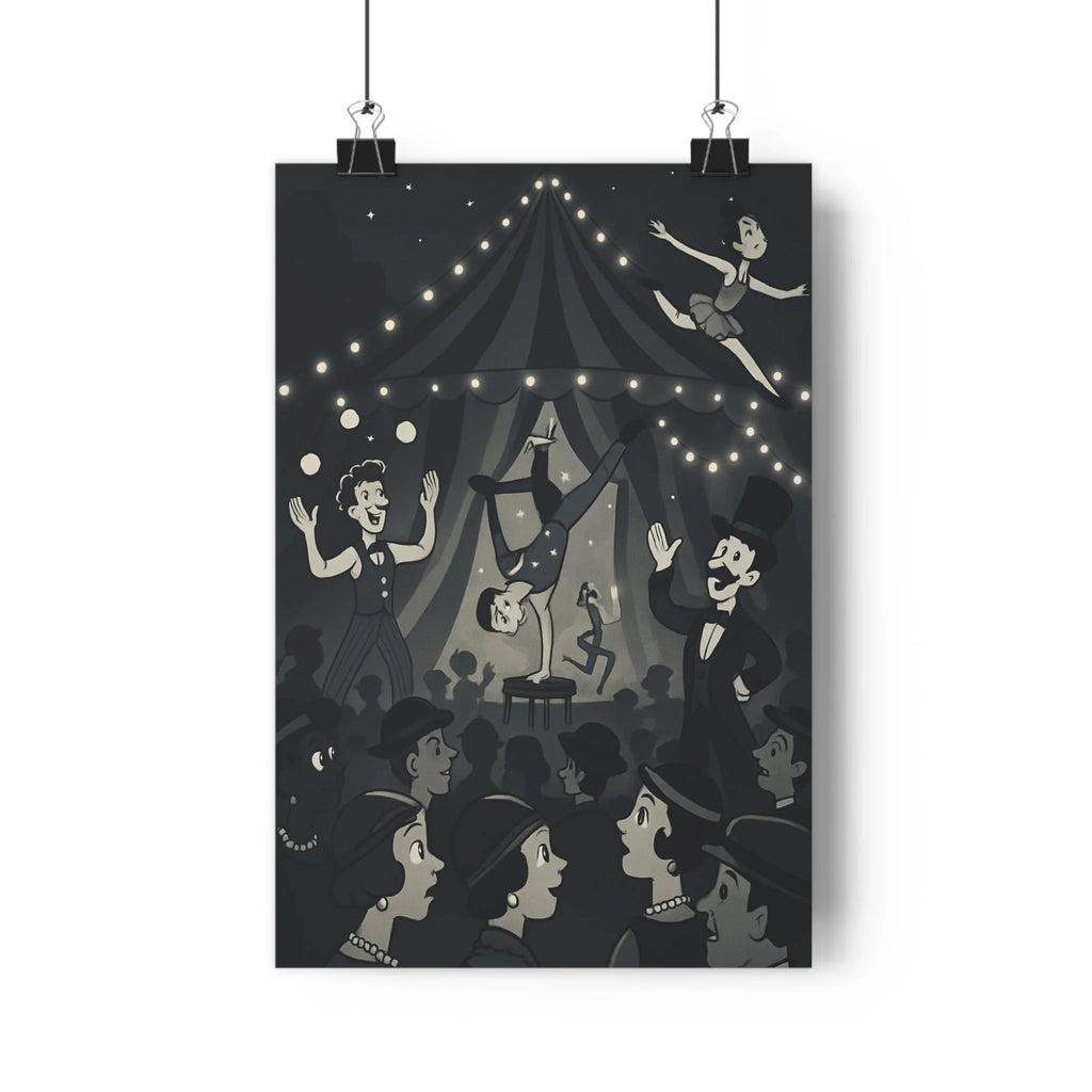 Poster décoratif vintage noir blanc cirque surréaliste nostalgique salon chambre bureau artistique ambiance captivante