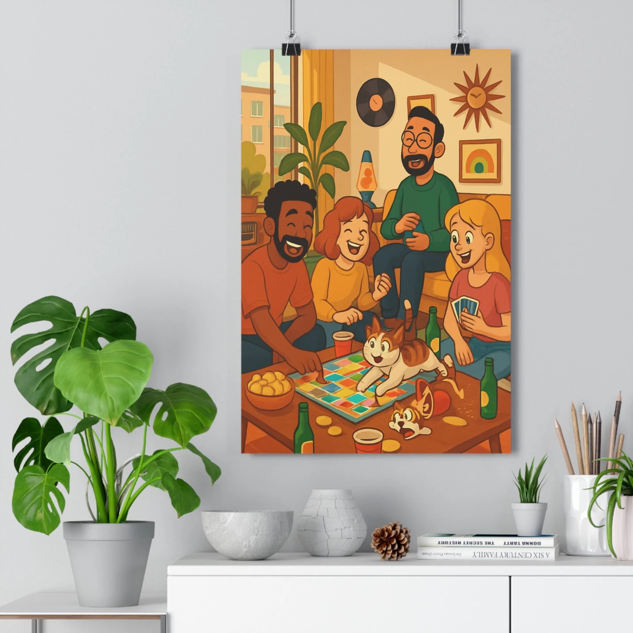 Poster décoratif cartoon rétro coloré joyeux salon chambre unique convivial amusant vibrant tendance qualité