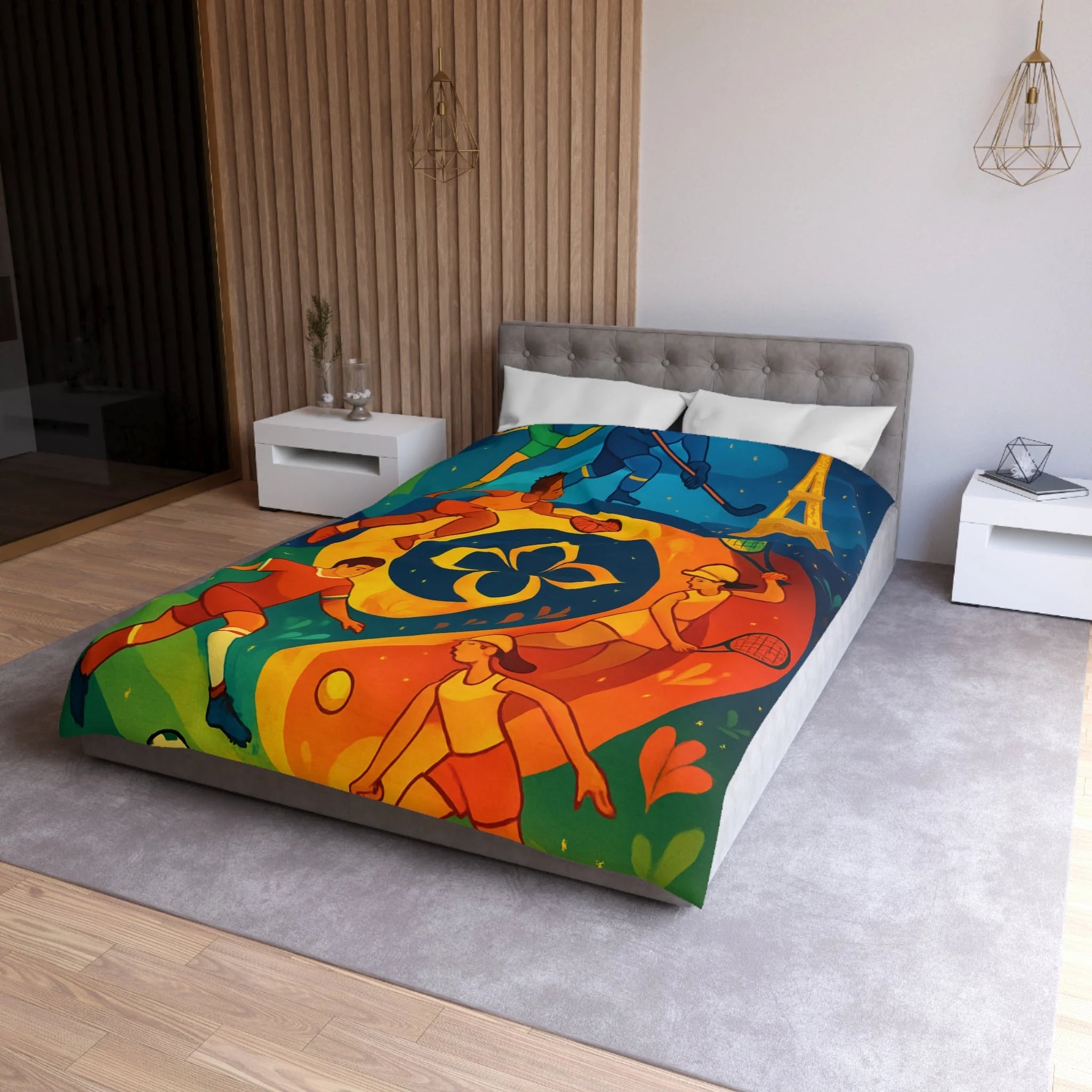 Housse de Couette Microfibre Illustration Unique Design Moderne Décoration Intérieure Raffinée