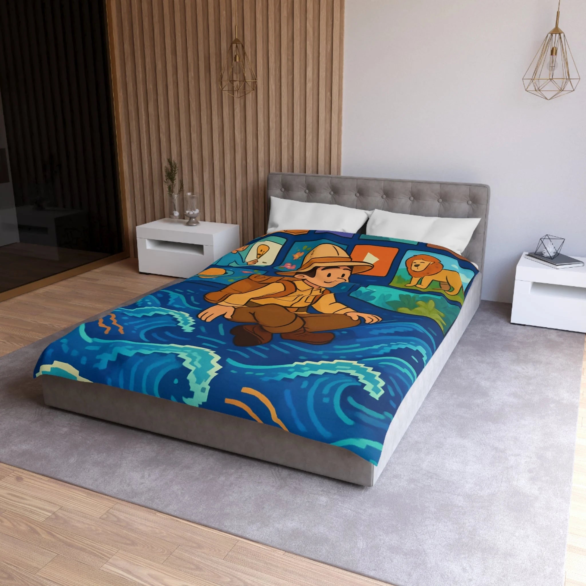 Housse de Couette Microfibre Illustration Unique Design Moderne Décoration Intérieure Raffinée