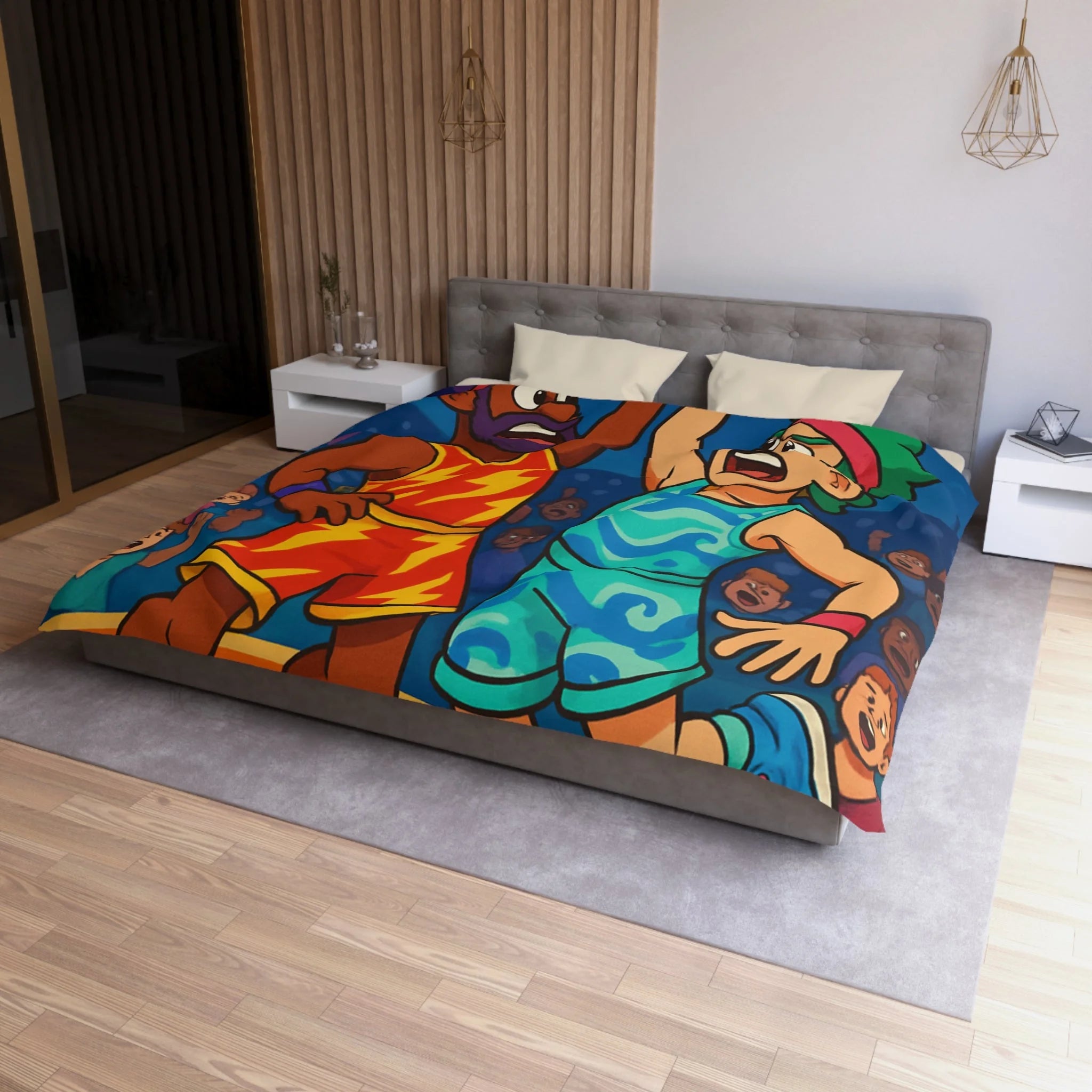 Housse de Couette Microfibre Illustration Unique Design Moderne Décoration Intérieure Raffinée
