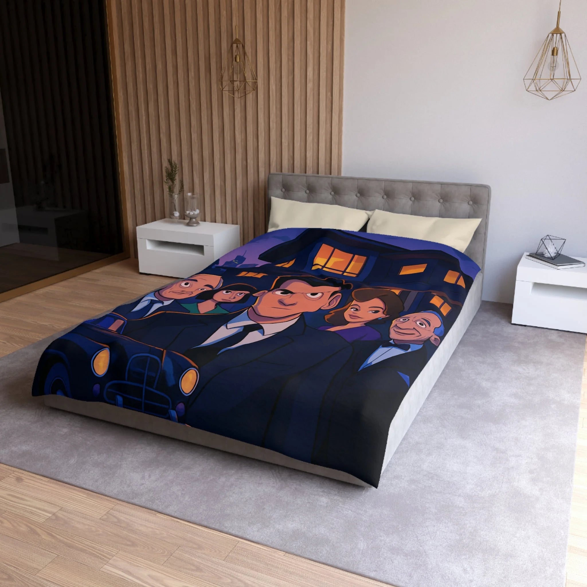 Housse de Couette Microfibre Design Artistique Moderne Décoration Chambre Confort Premium