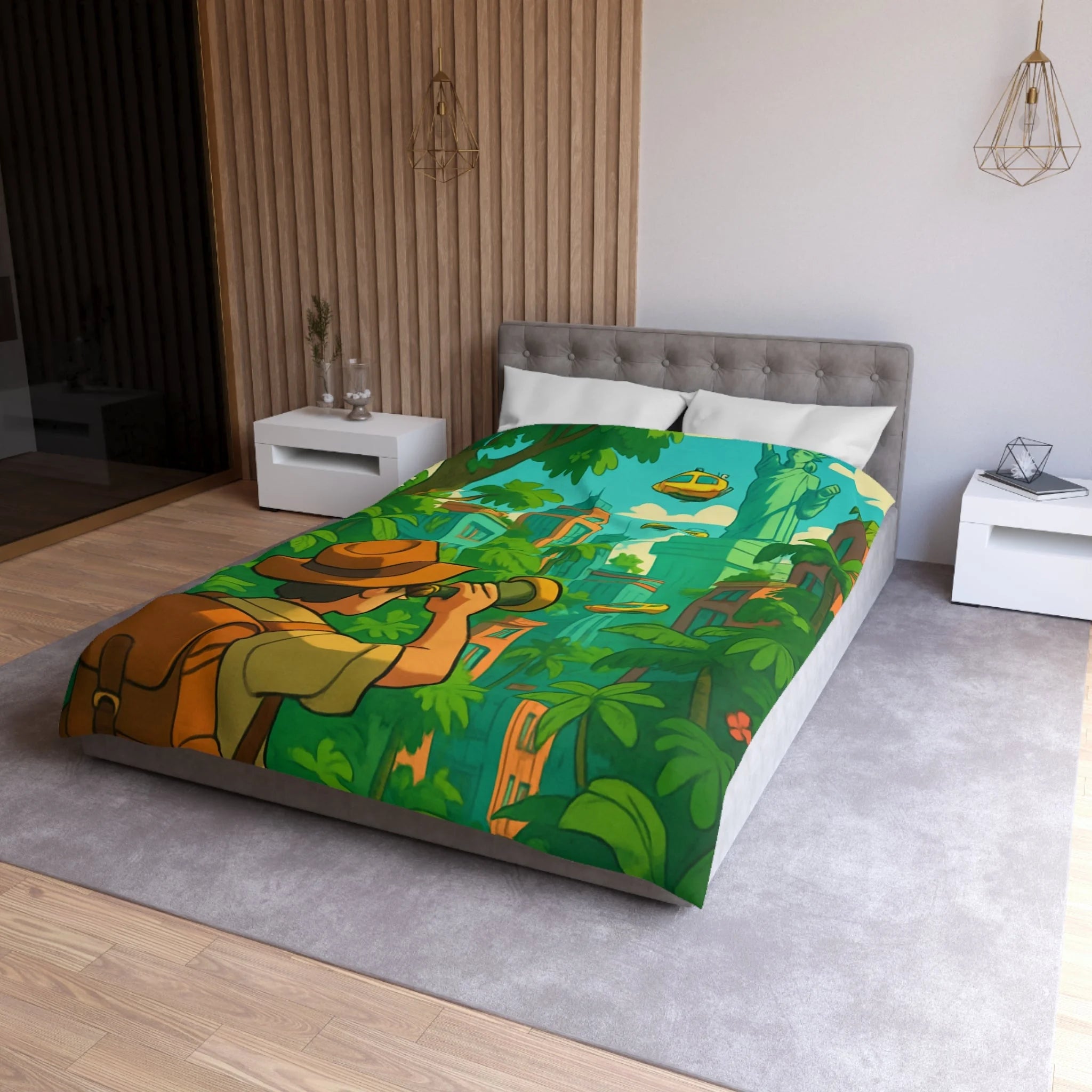 Housse de Couette Microfibre Motif Créatif Original Style Contemporain Chambre Élégante