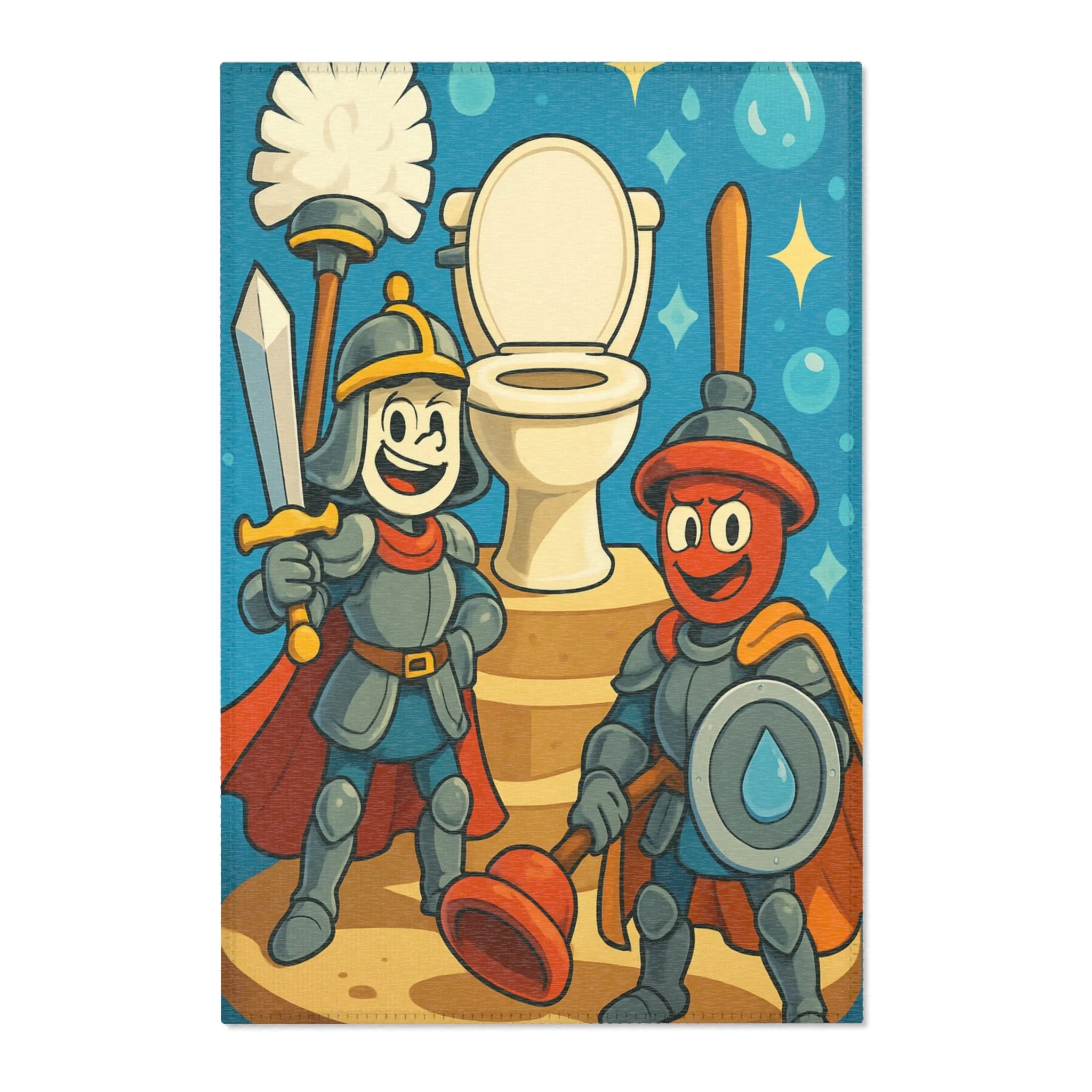 Tapis Unique pour Salle de Bain avec Design Chevaleresque et Humour Ludique