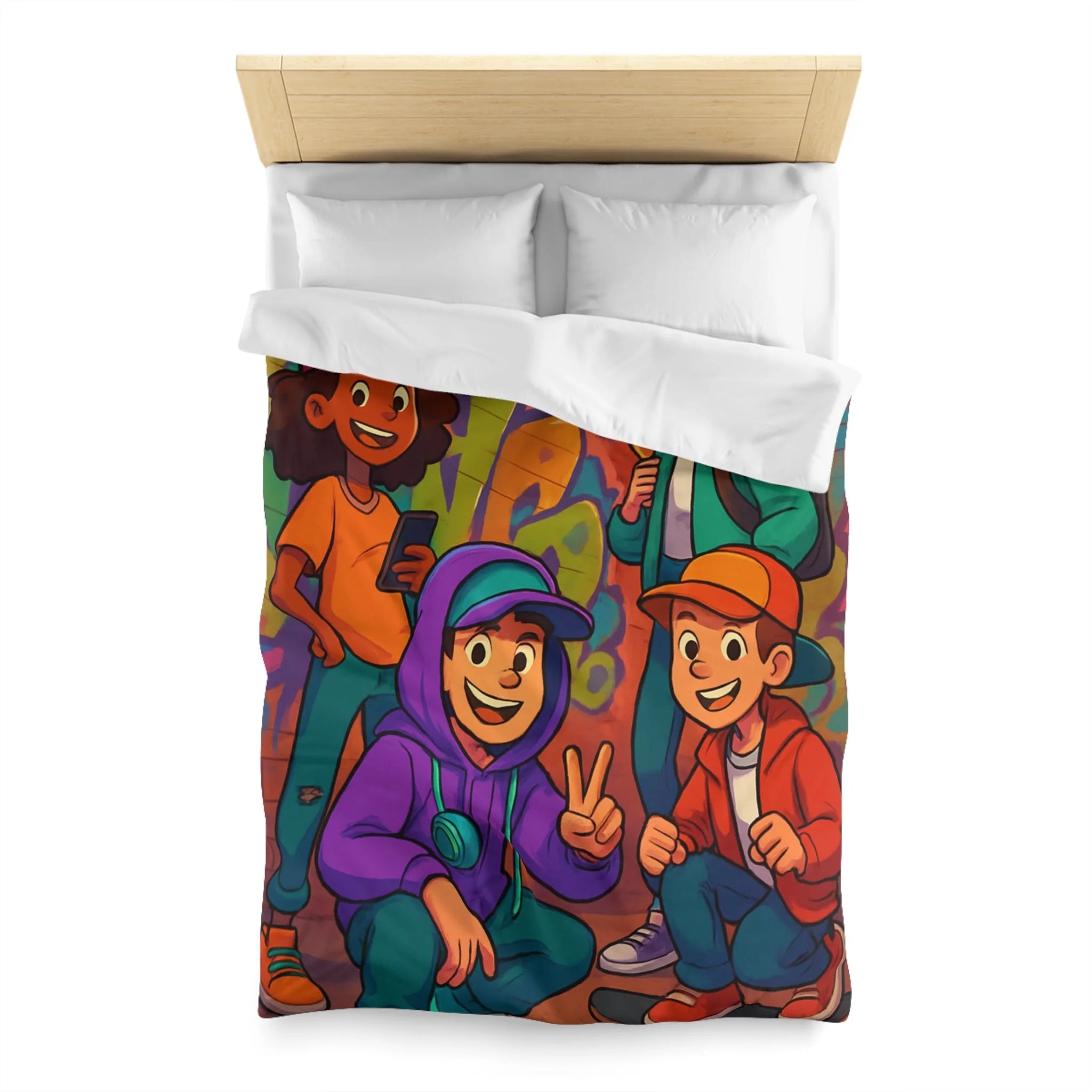 Housse de Couette Microfibre Illustration Unique Design Moderne Décoration Intérieure Raffinée