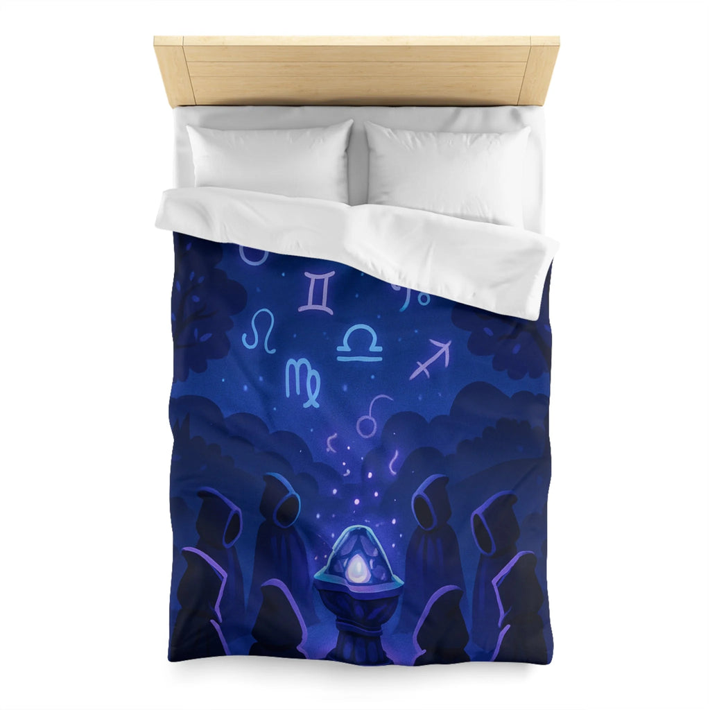 Housse de couette mystique avec symboles zodiacaux et lune pour ambiance ésotérique