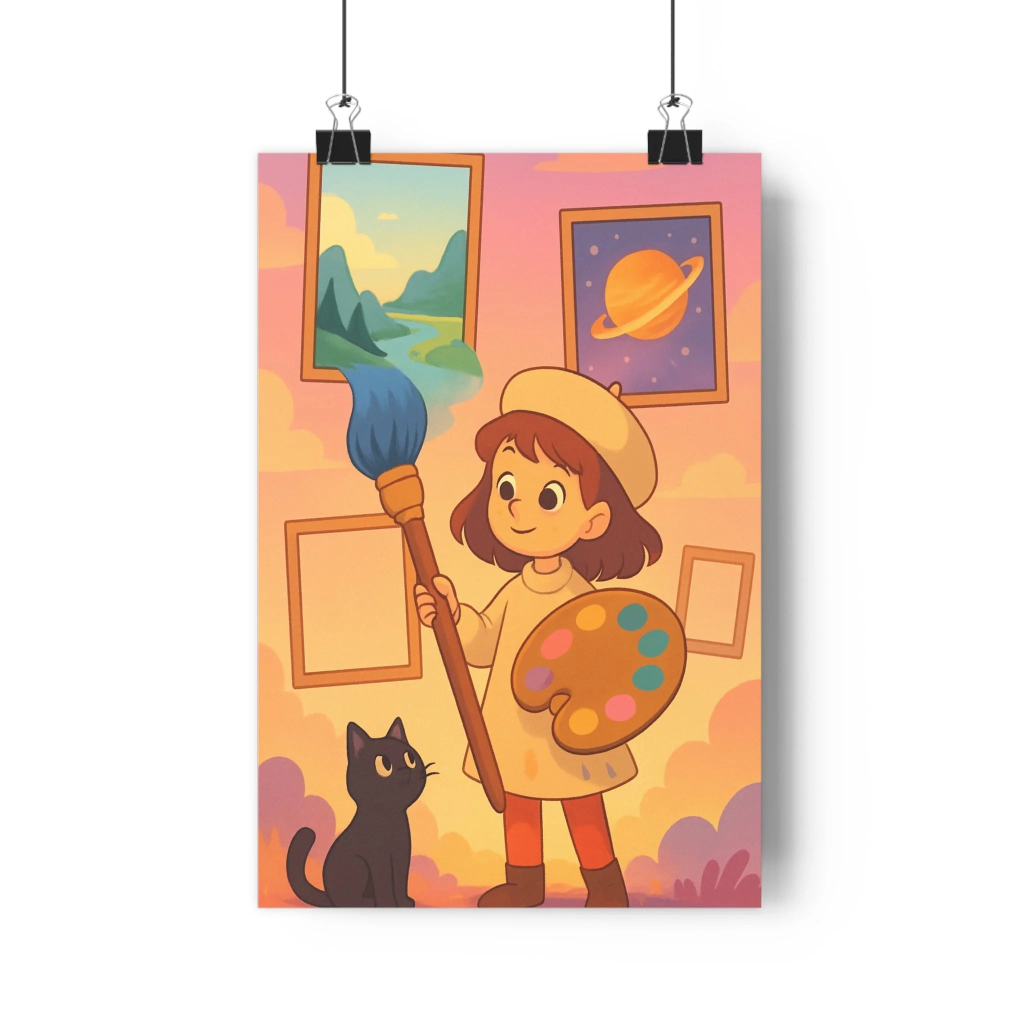 Poster décoratif artistique rêveur pastel chambre salon moderne créatif féerique enfant ambiance colorée unique