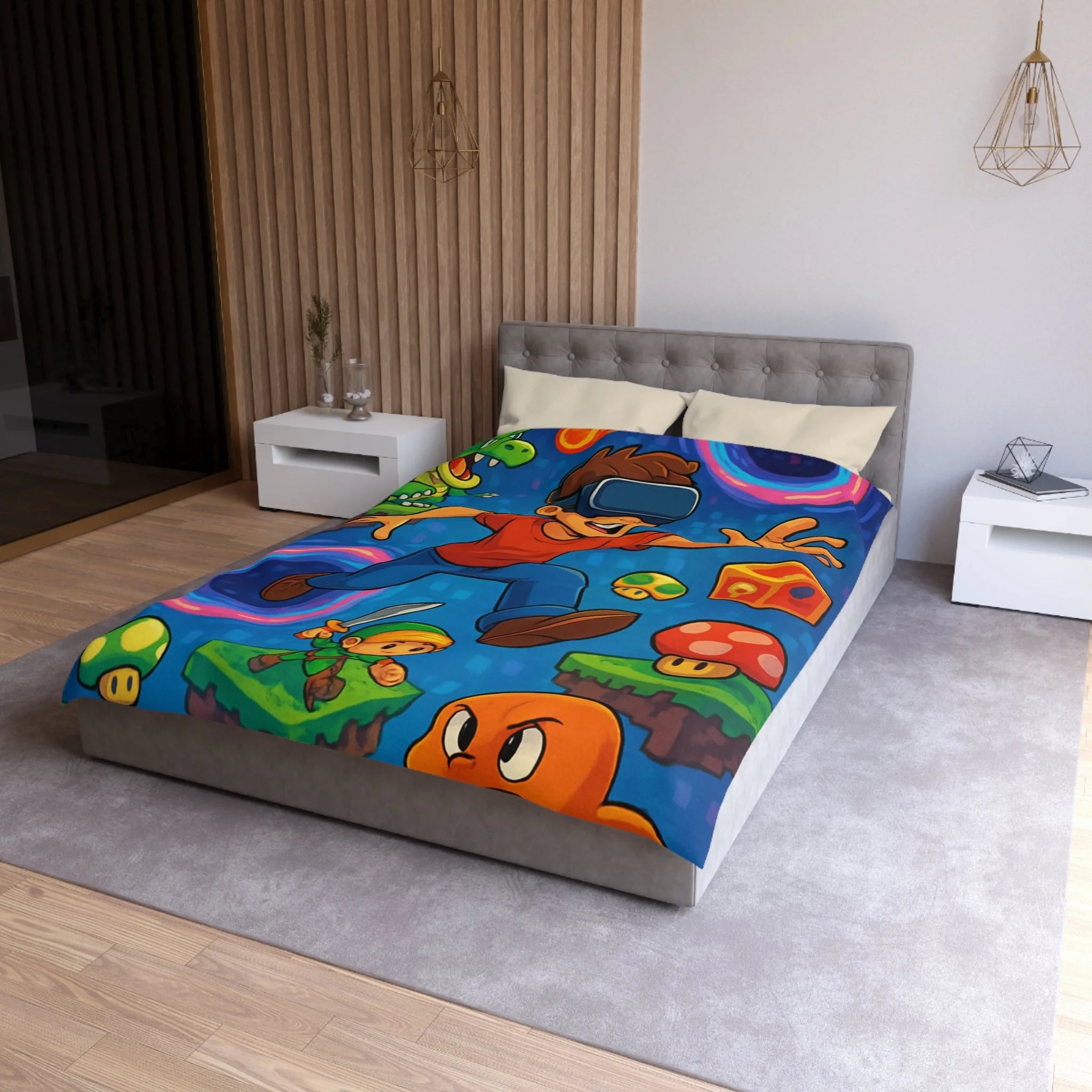 Housse de Couette Microfibre Illustration Unique Design Moderne Décoration Intérieure Raffinée
