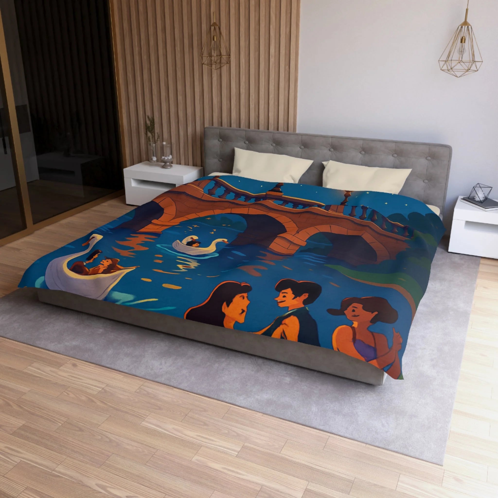 Housse de Couette Microfibre Illustration Unique Design Moderne Décoration Intérieure Raffinée