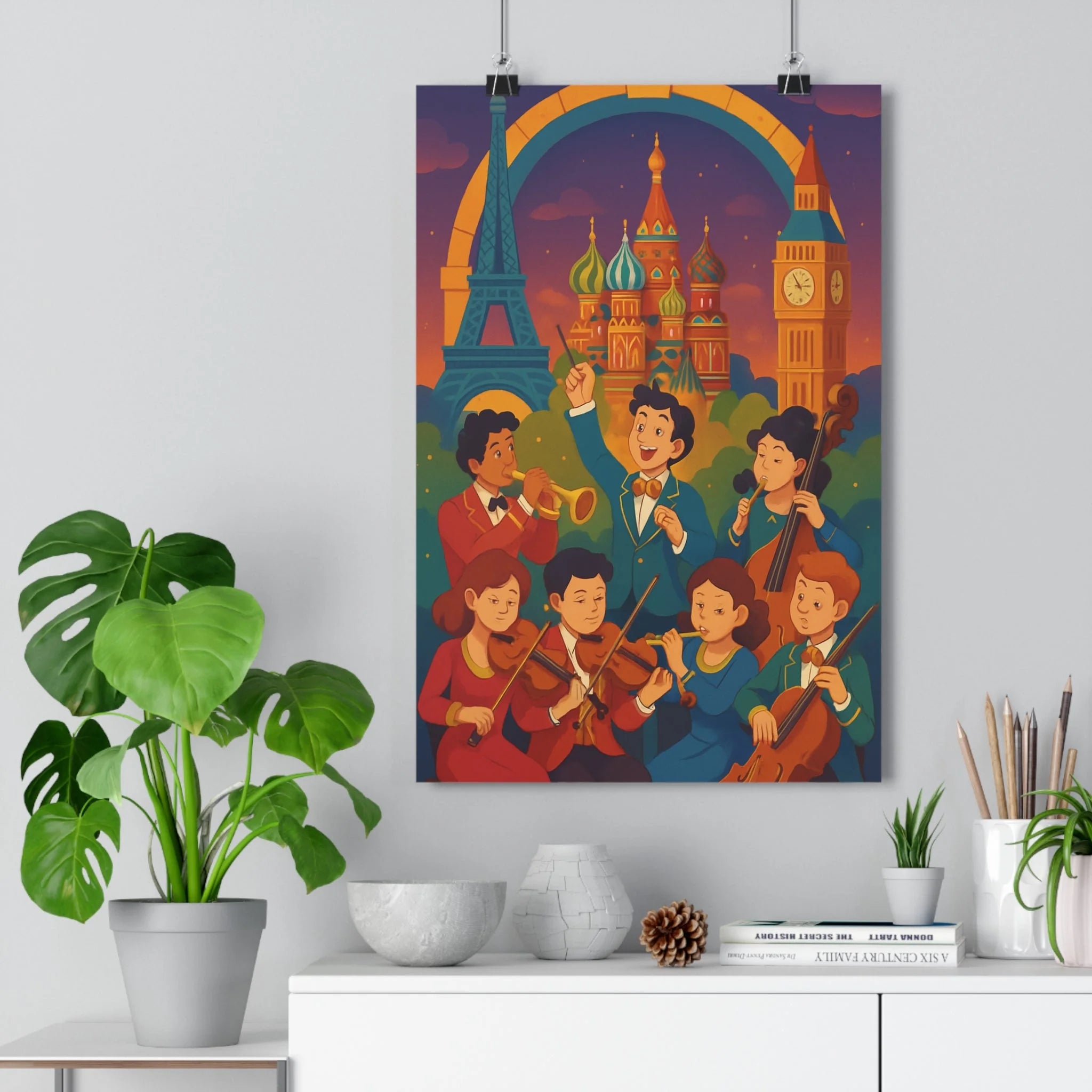 Poster décoratif symphonie européenne joyeux coloré salon musique ambiance festive design art 30x46 cm