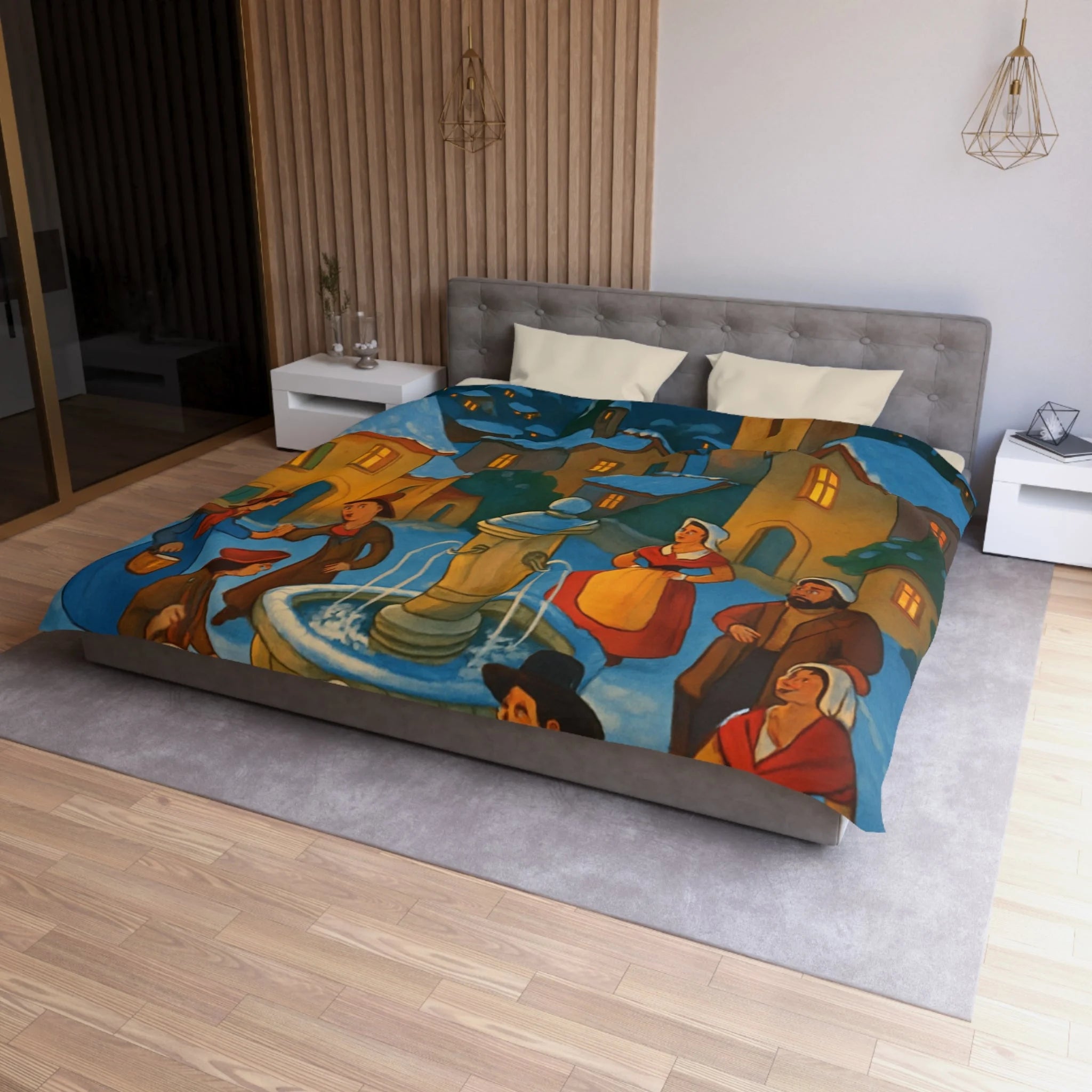 Housse de Couette Microfibre Design Artistique Moderne Décoration Chambre Confort Premium