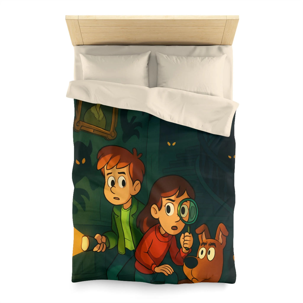 Housse de Couette Mystère Enfantine avec Chien Détective et Enfants Explorateurs