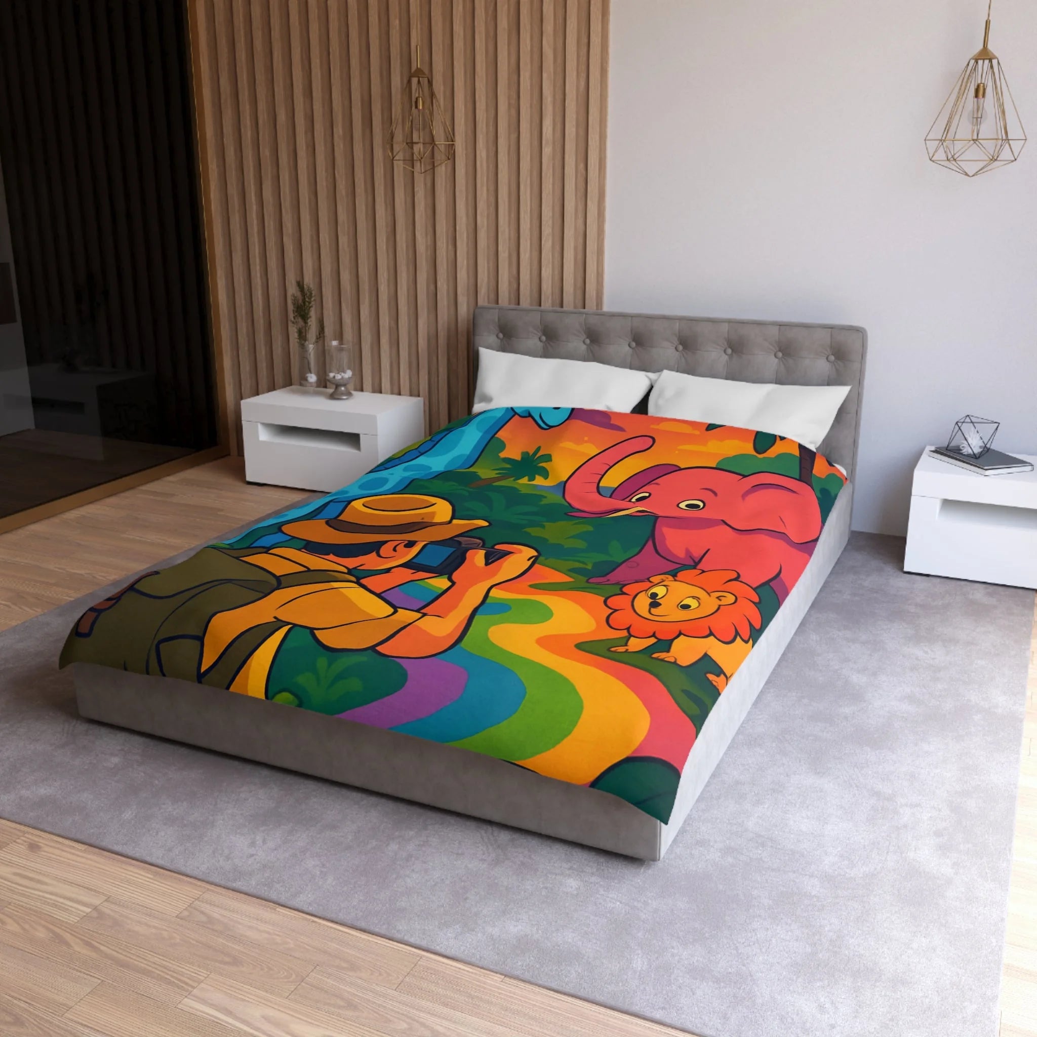 Housse de Couette Microfibre Illustration Unique Design Moderne Décoration Intérieure Raffinée