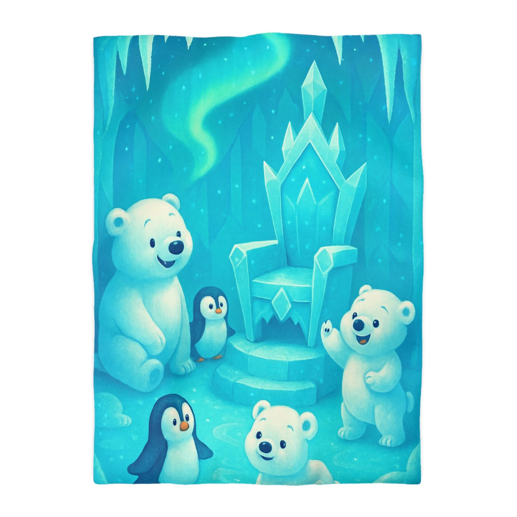 Housse de couette polaire avec ours et pingouins dans royaume glacial féerique