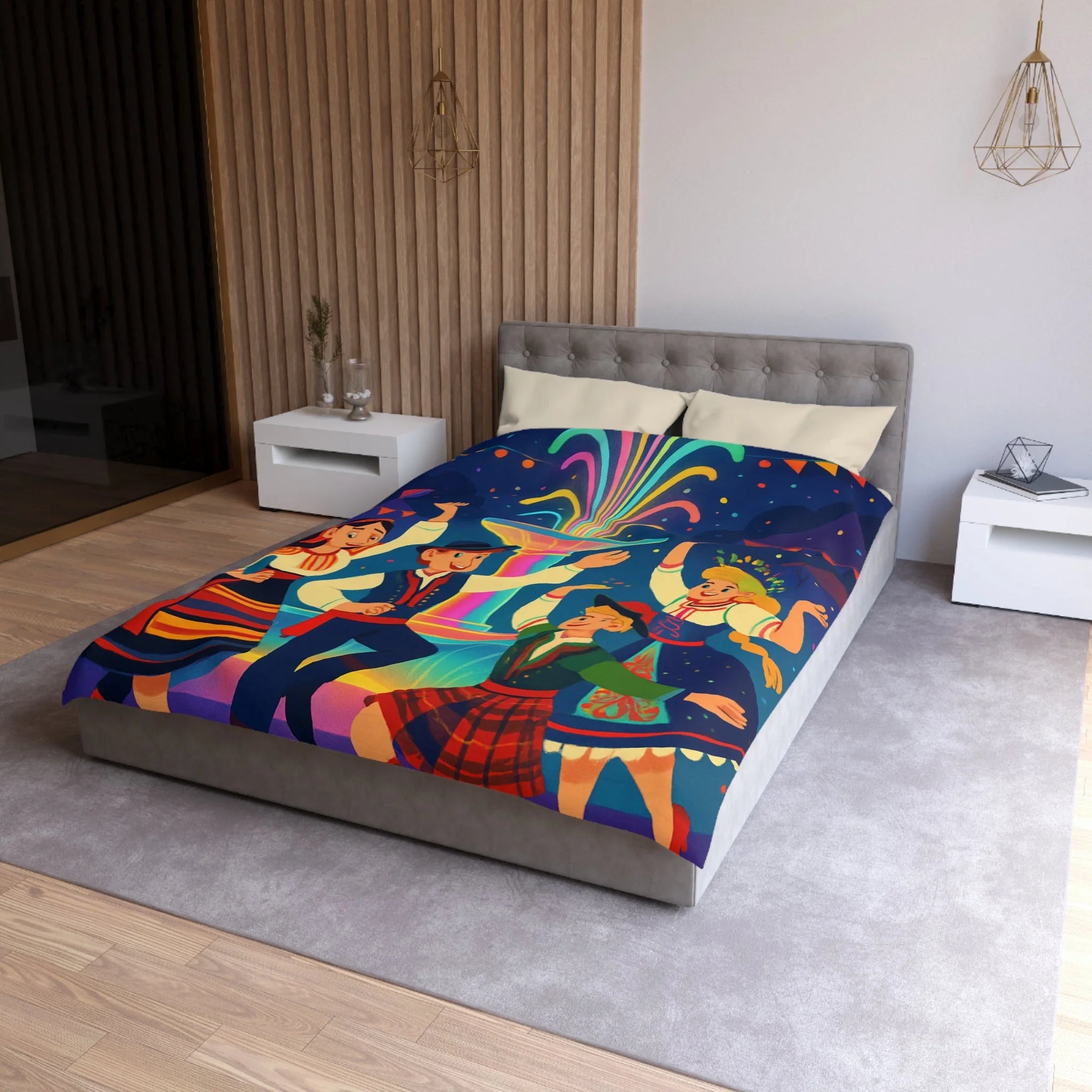 Housse de Couette Microfibre Illustration Unique Design Moderne Décoration Intérieure Raffinée
