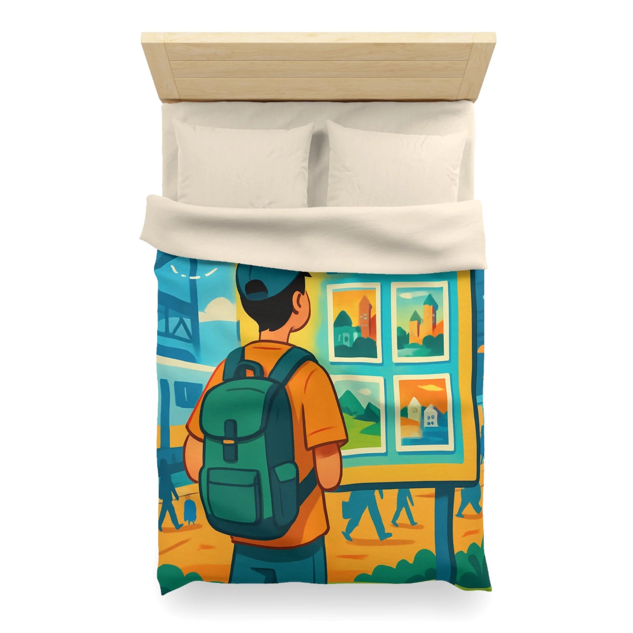 Housse de Couette Microfibre Design Artistique Moderne Décoration Chambre Confort Premium