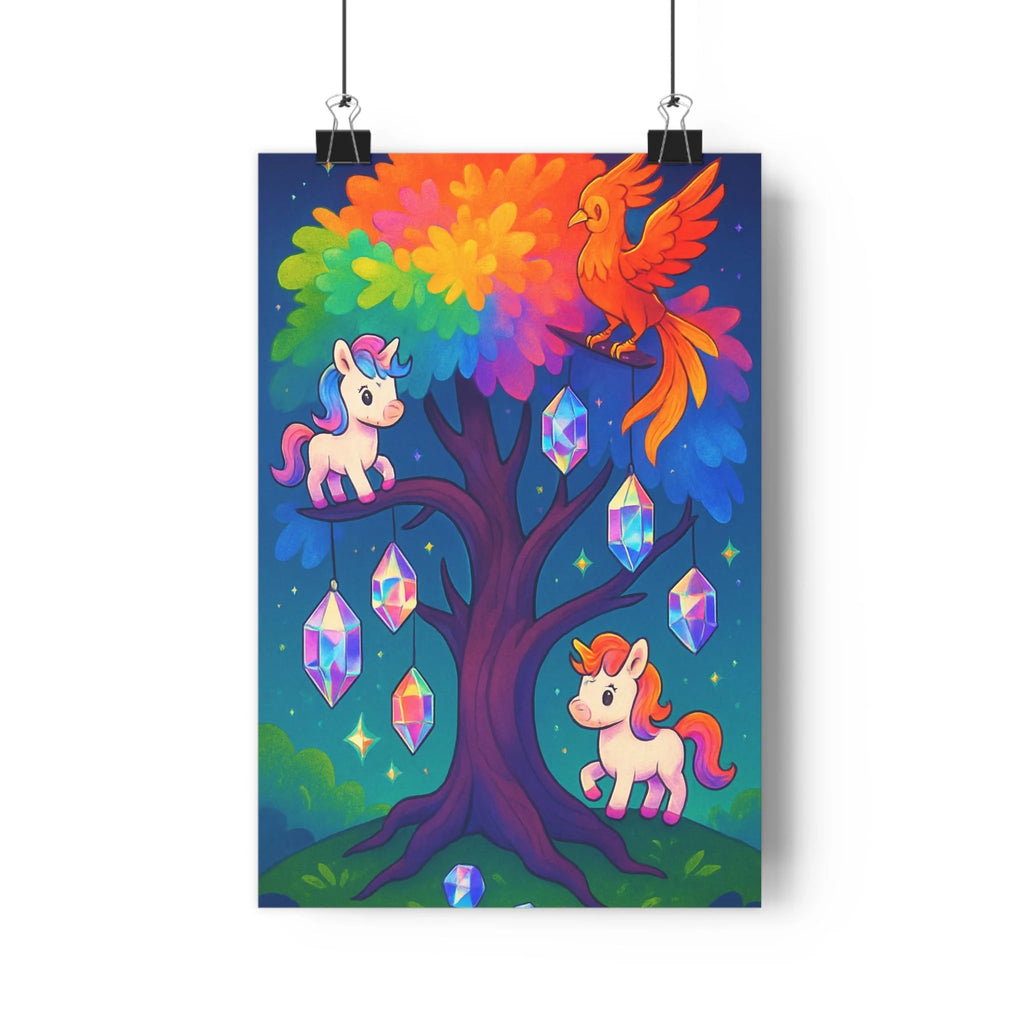 Poster décoratif arbre vie arcenciel couleurs vives magique fantaisie salon chambre moderne 30x46 cm