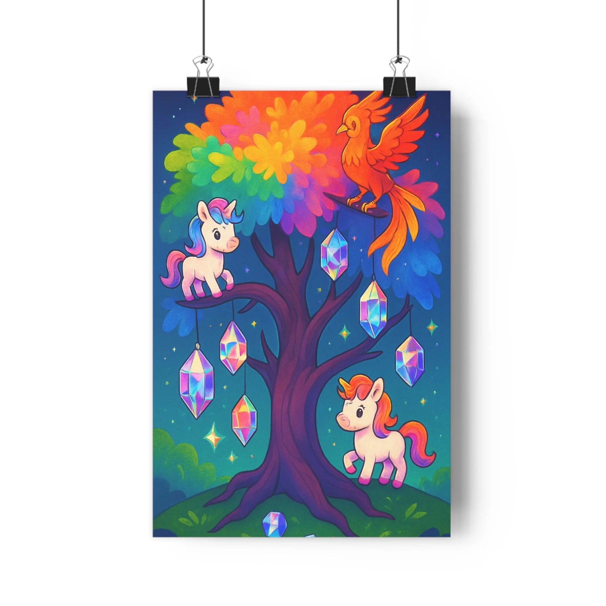 Poster décoratif arbre vie arcenciel couleurs vives magique fantaisie salon chambre moderne 30x46 cm