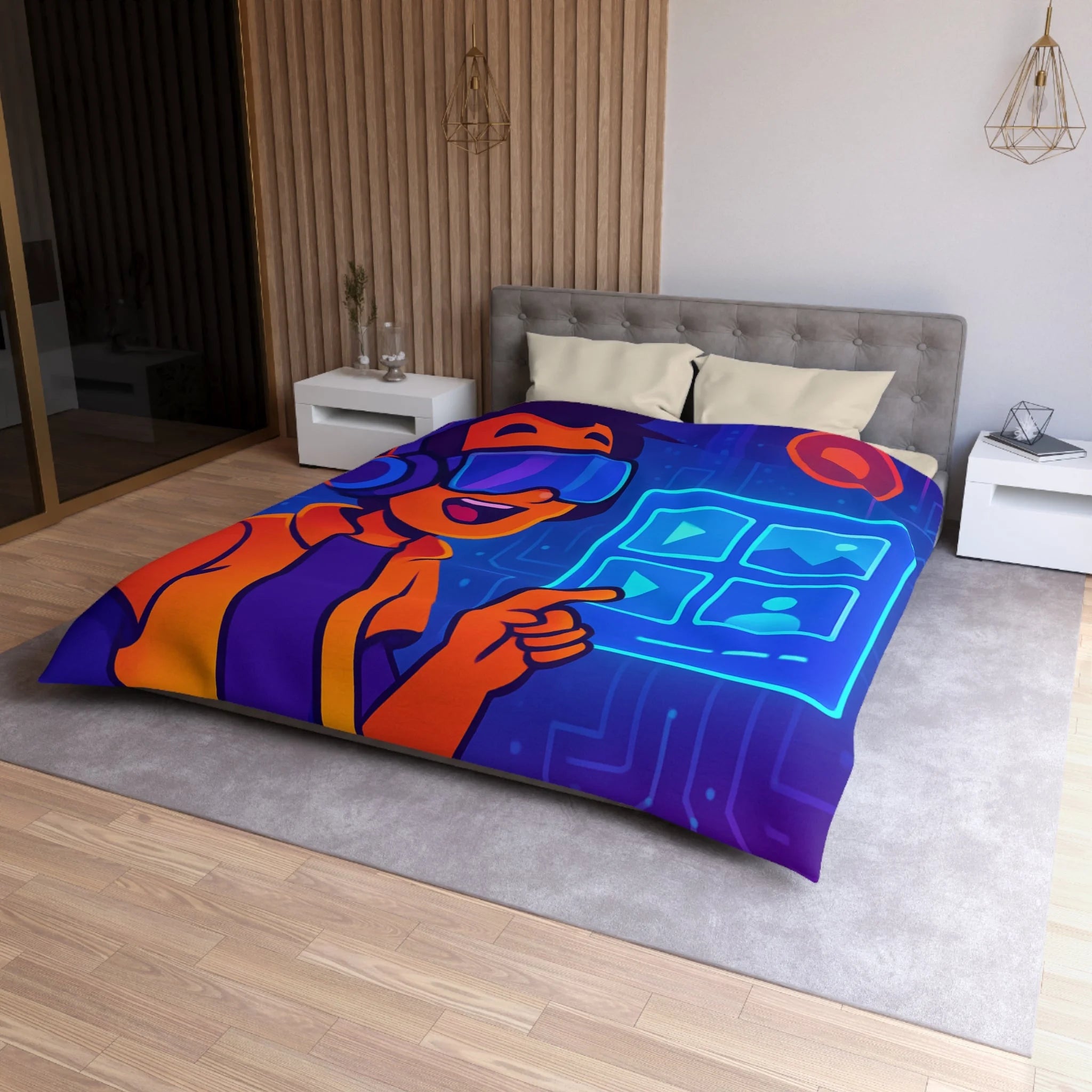 Housse de Couette Microfibre Illustration Unique Design Moderne Décoration Intérieure Raffinée