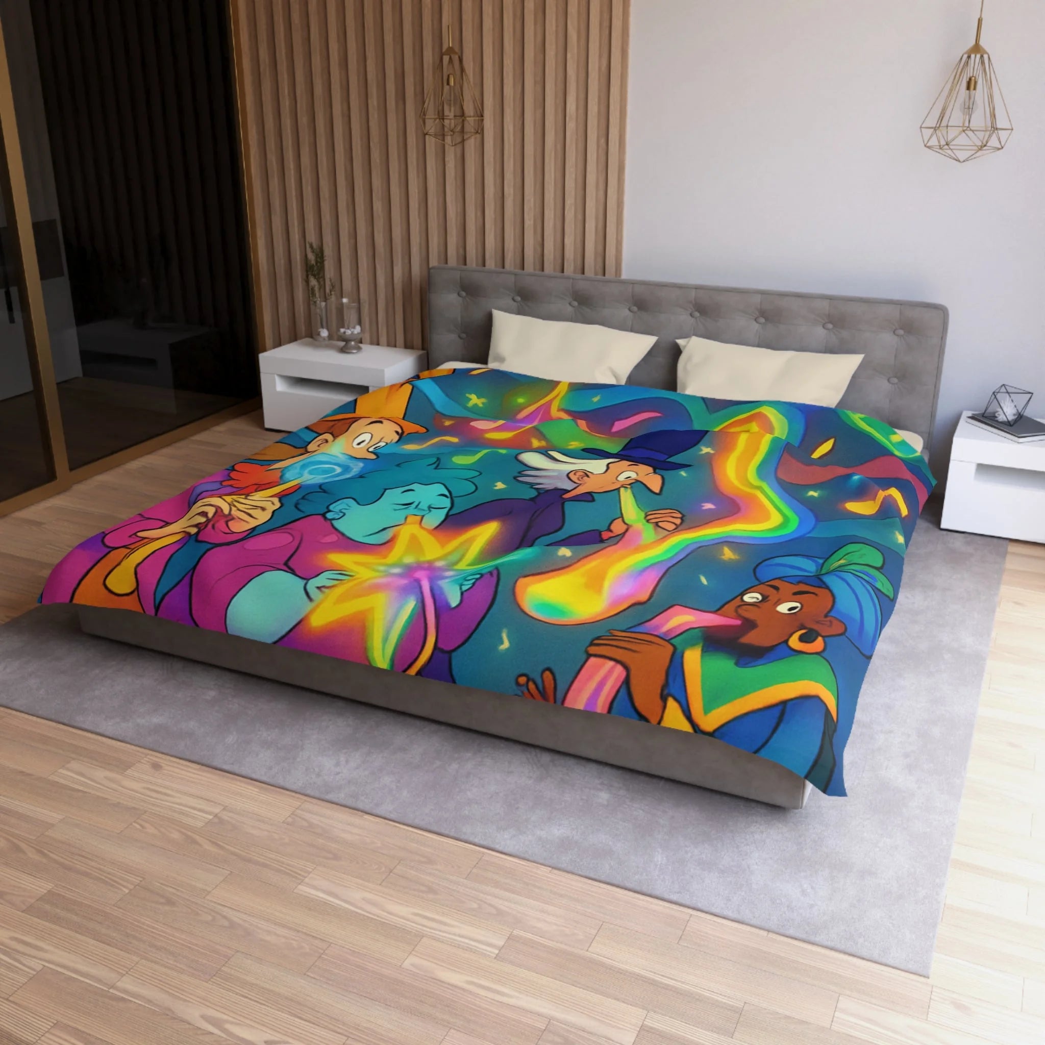 Housse de Couette Microfibre Design Artistique Moderne Décoration Chambre Confort Premium