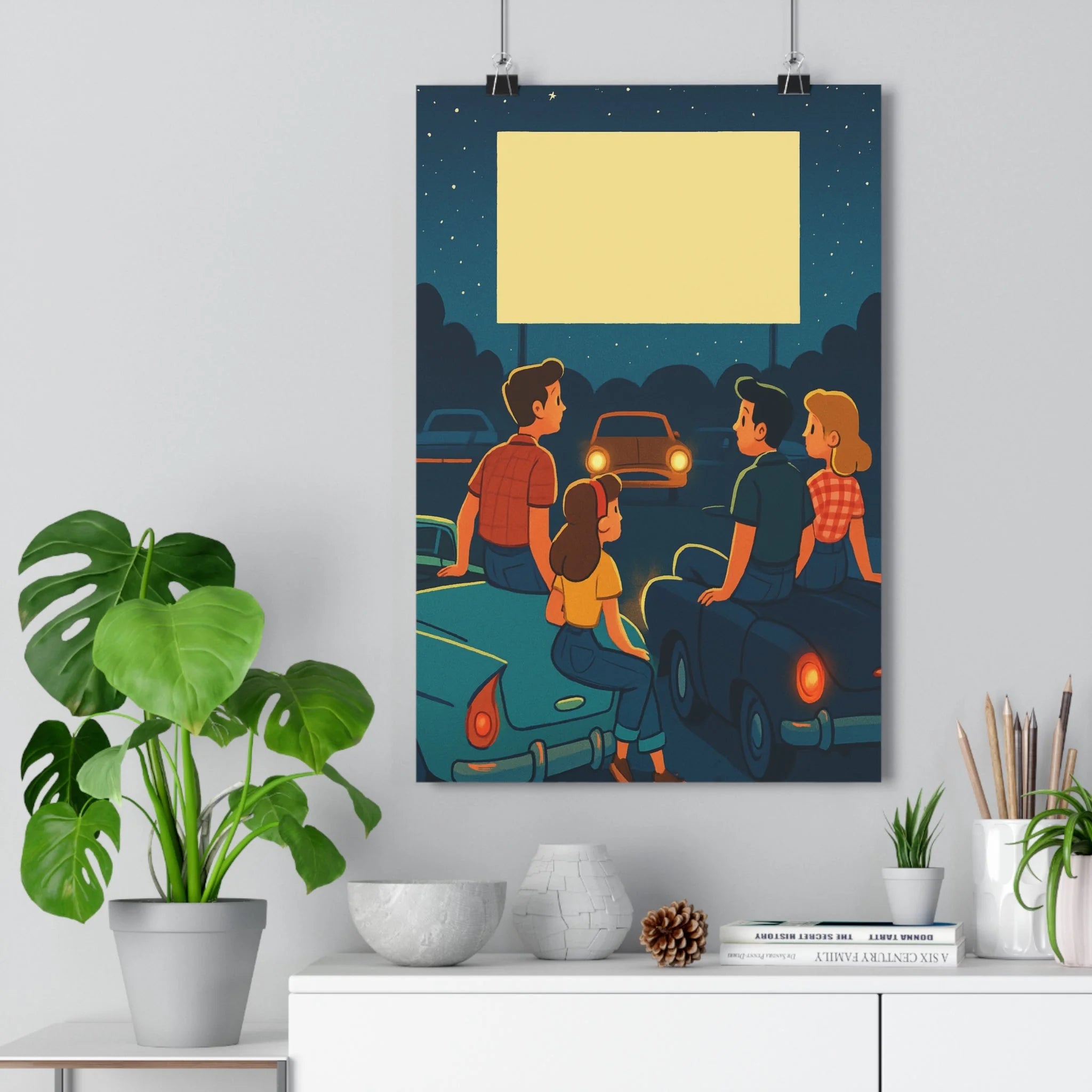 Poster décoratif vintage rétro cartoon étoilé nostalgique cinéma chambre salon chaleureux 30x46 mural ambiance
