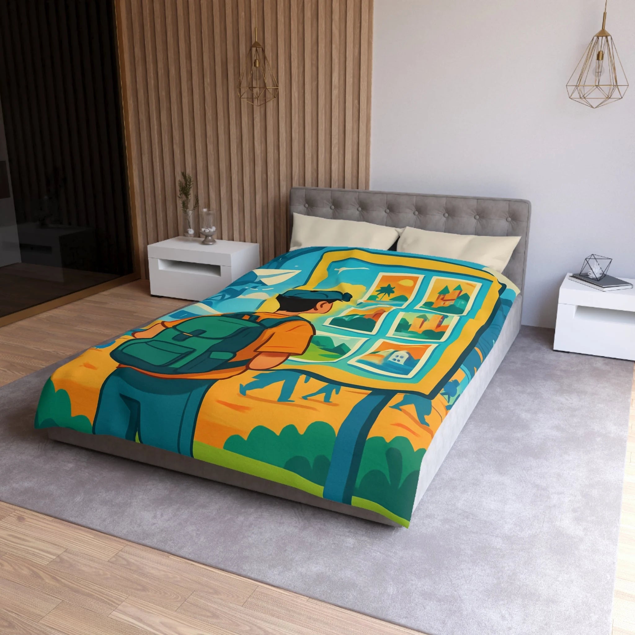 Housse de Couette Microfibre Design Artistique Moderne Décoration Chambre Confort Premium