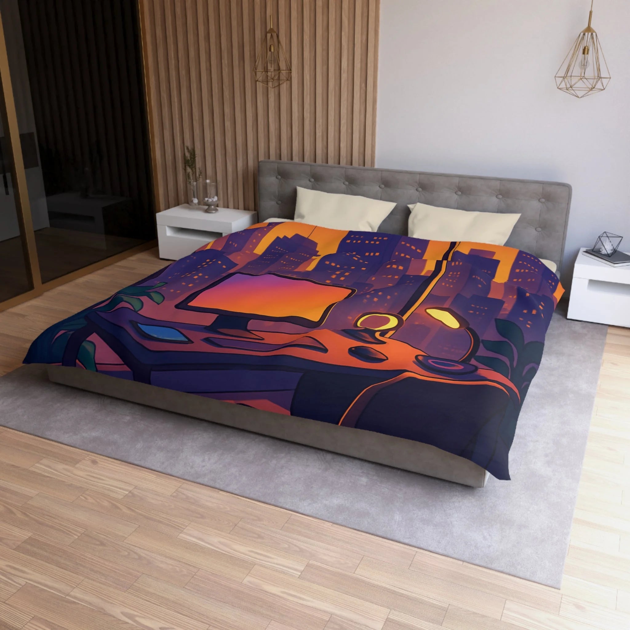 Housse de Couette Microfibre Design Artistique Moderne Décoration Chambre Confort Premium