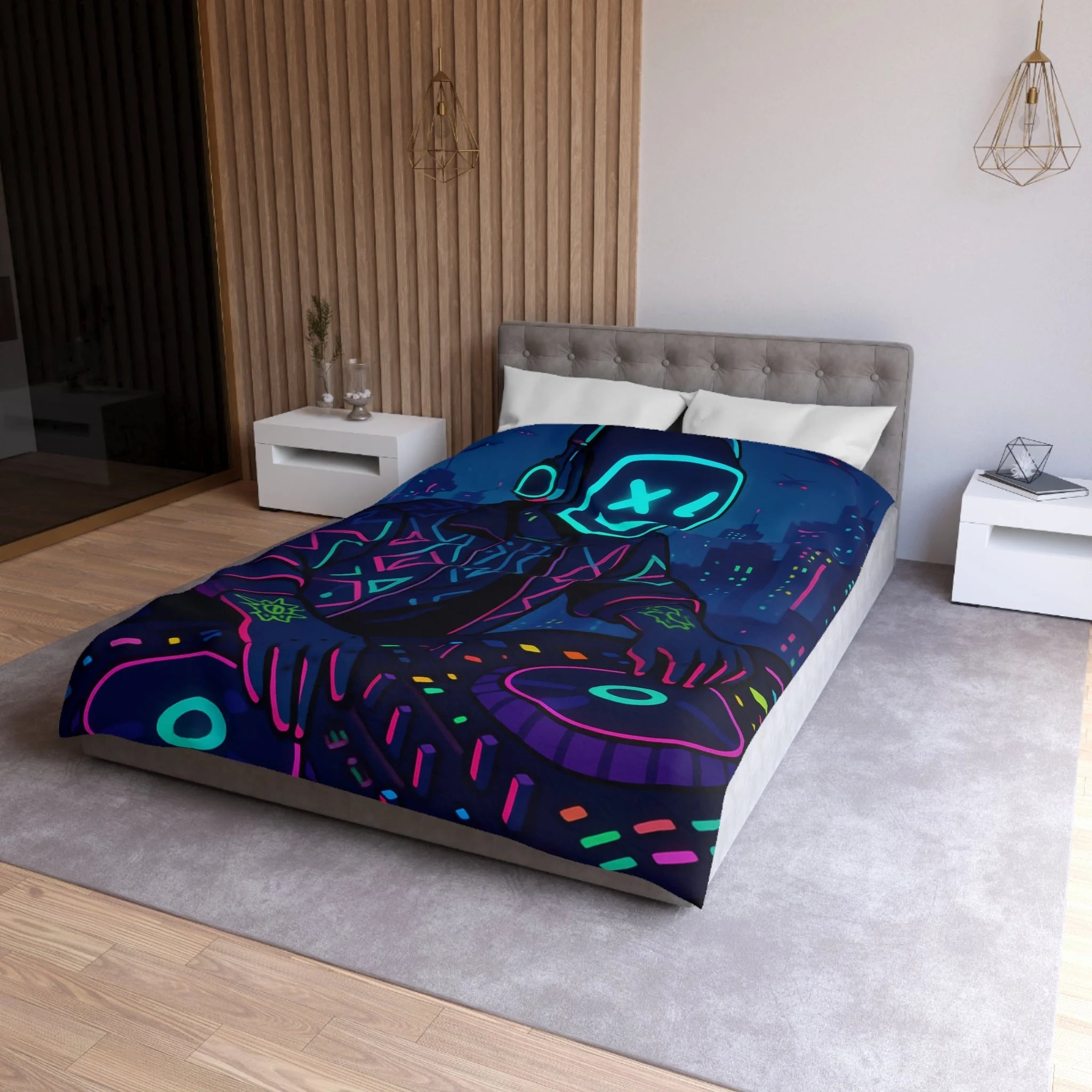 Housse de Couette Microfibre Motif Créatif Original Style Contemporain Chambre Élégante