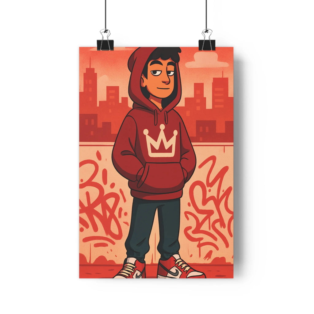 Poster décoratif urbain rouge orange cartoon dynamique moderne salon chambre style graffiti artistique qualité