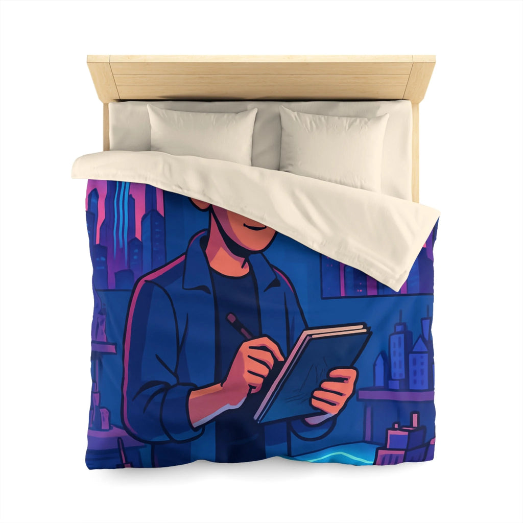 Housse de Couette Microfibre Illustration Unique Design Moderne Décoration Intérieure Raffinée