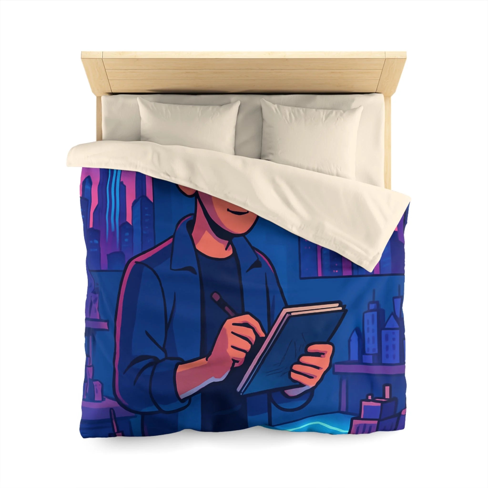 Housse de Couette Microfibre Illustration Unique Design Moderne Décoration Intérieure Raffinée