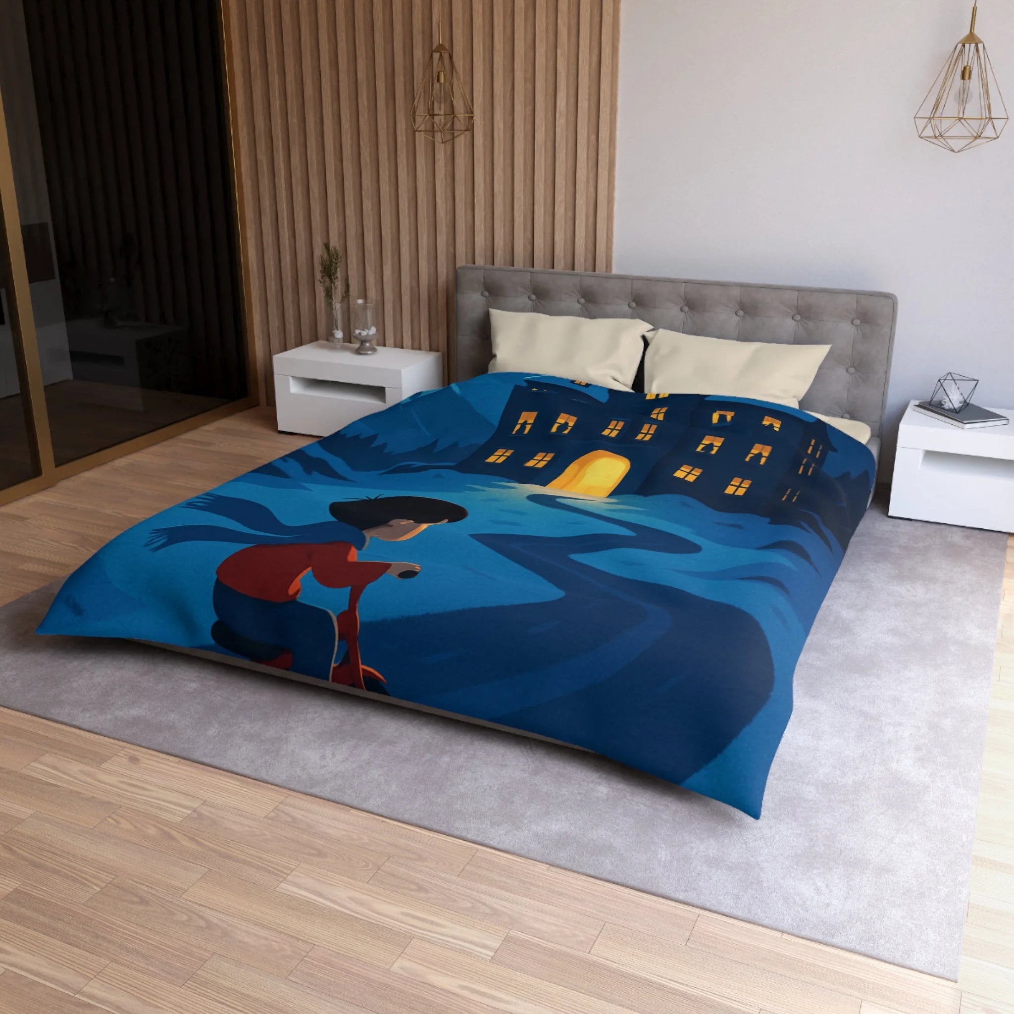 Housse de Couette Microfibre Motif Créatif Original Style Contemporain Chambre Élégante
