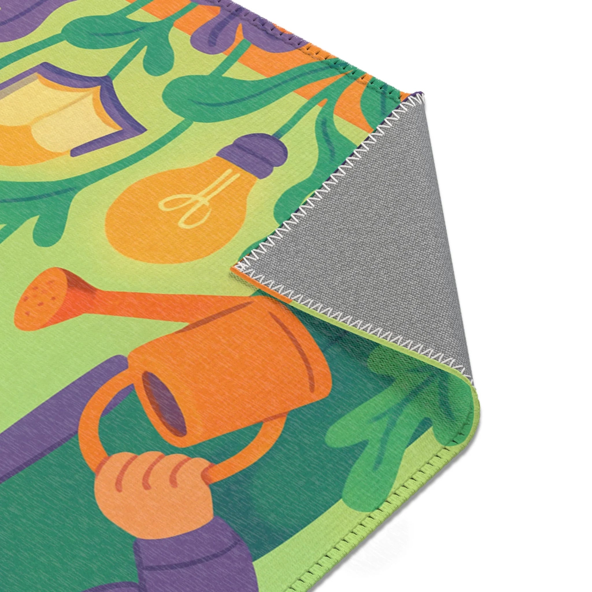 Tapis Naturel Multicolore avec Éléments Botaniques et Lumineux pour Intérieur Moderne et Ludique