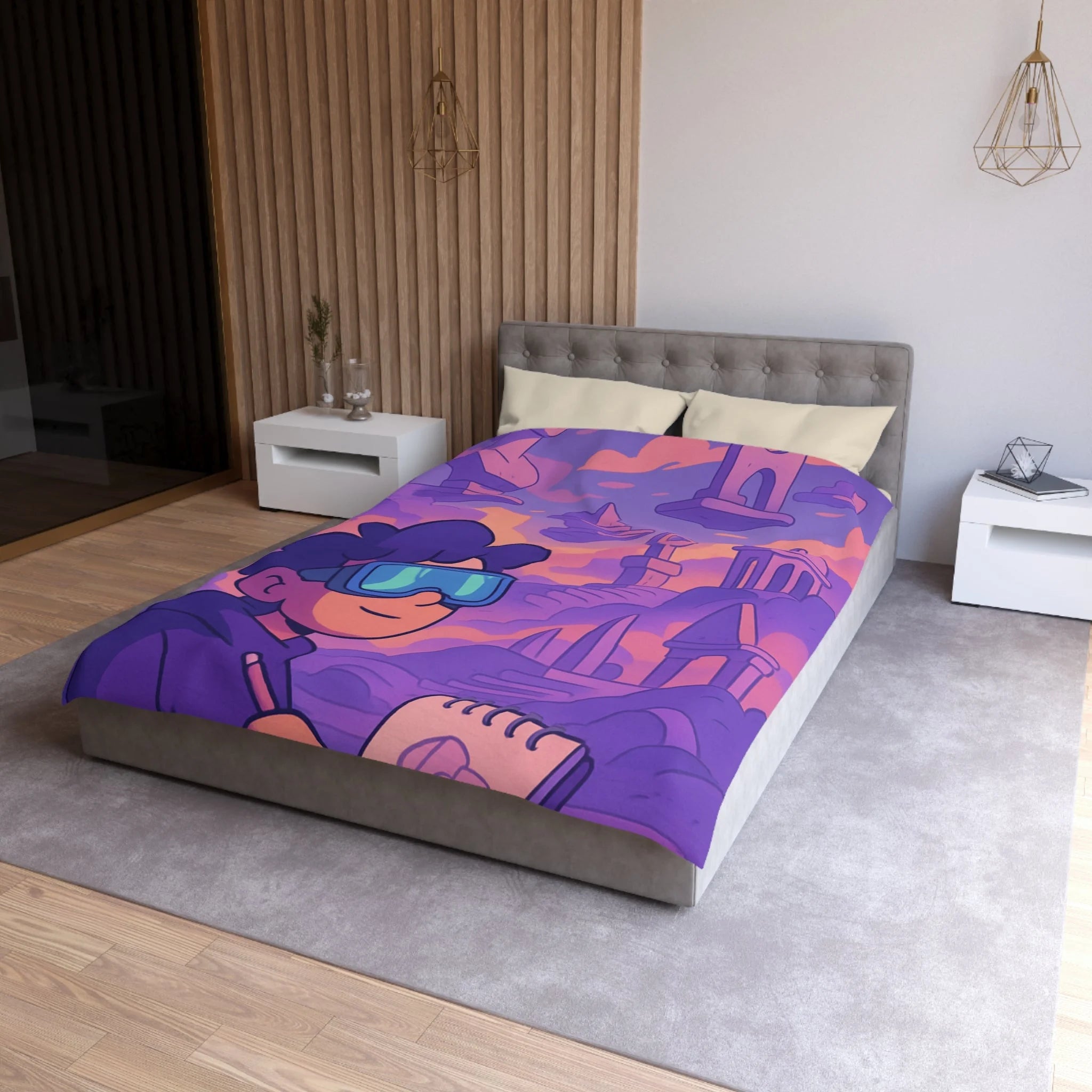 Housse de Couette Microfibre Design Artistique Moderne Décoration Chambre Confort Premium