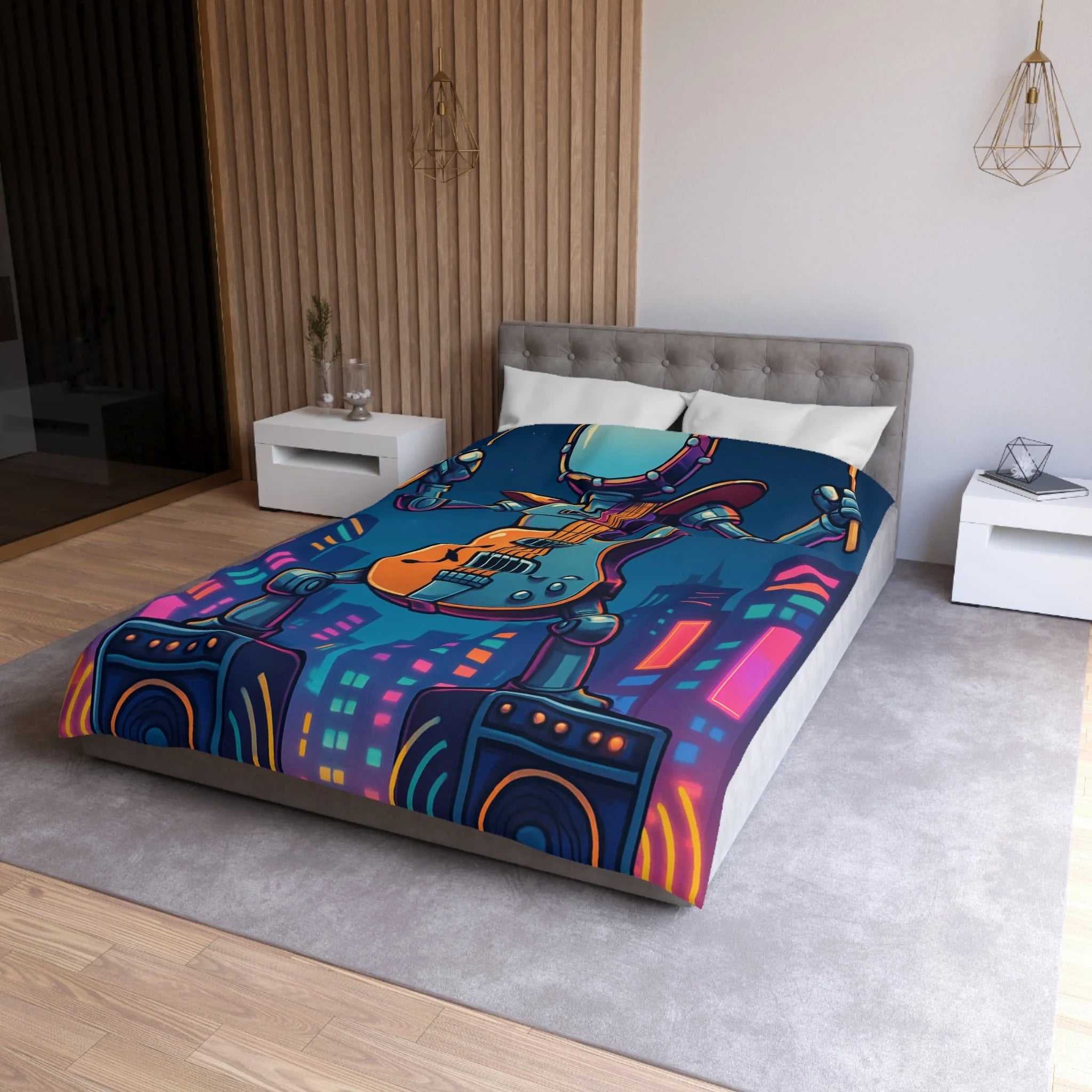 Housse de Couette Microfibre Design Artistique Moderne Décoration Chambre Confort Premium