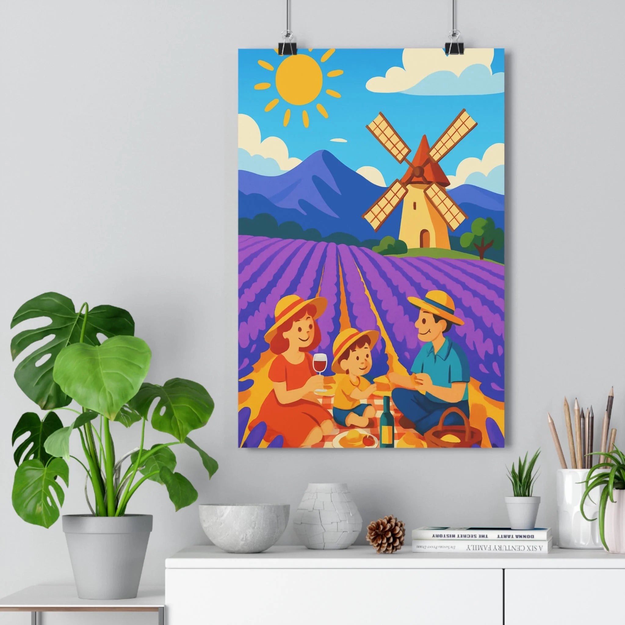 Poster décoratif provençal lavande violet nature joyeux lumineux salon chambre vintage intérieur 30x46 cm