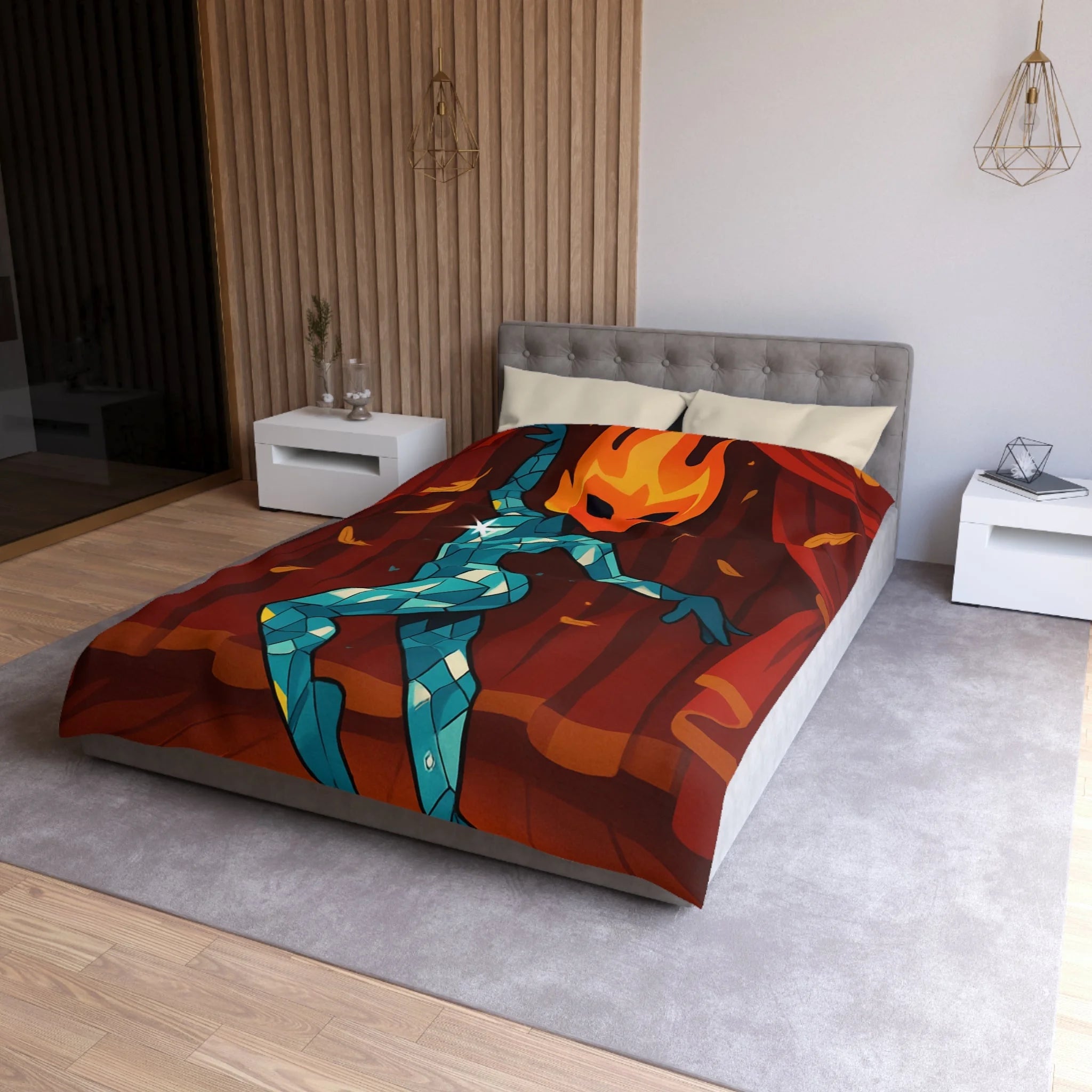 Housse de Couette Microfibre Motif Créatif Original Style Contemporain Chambre Élégante