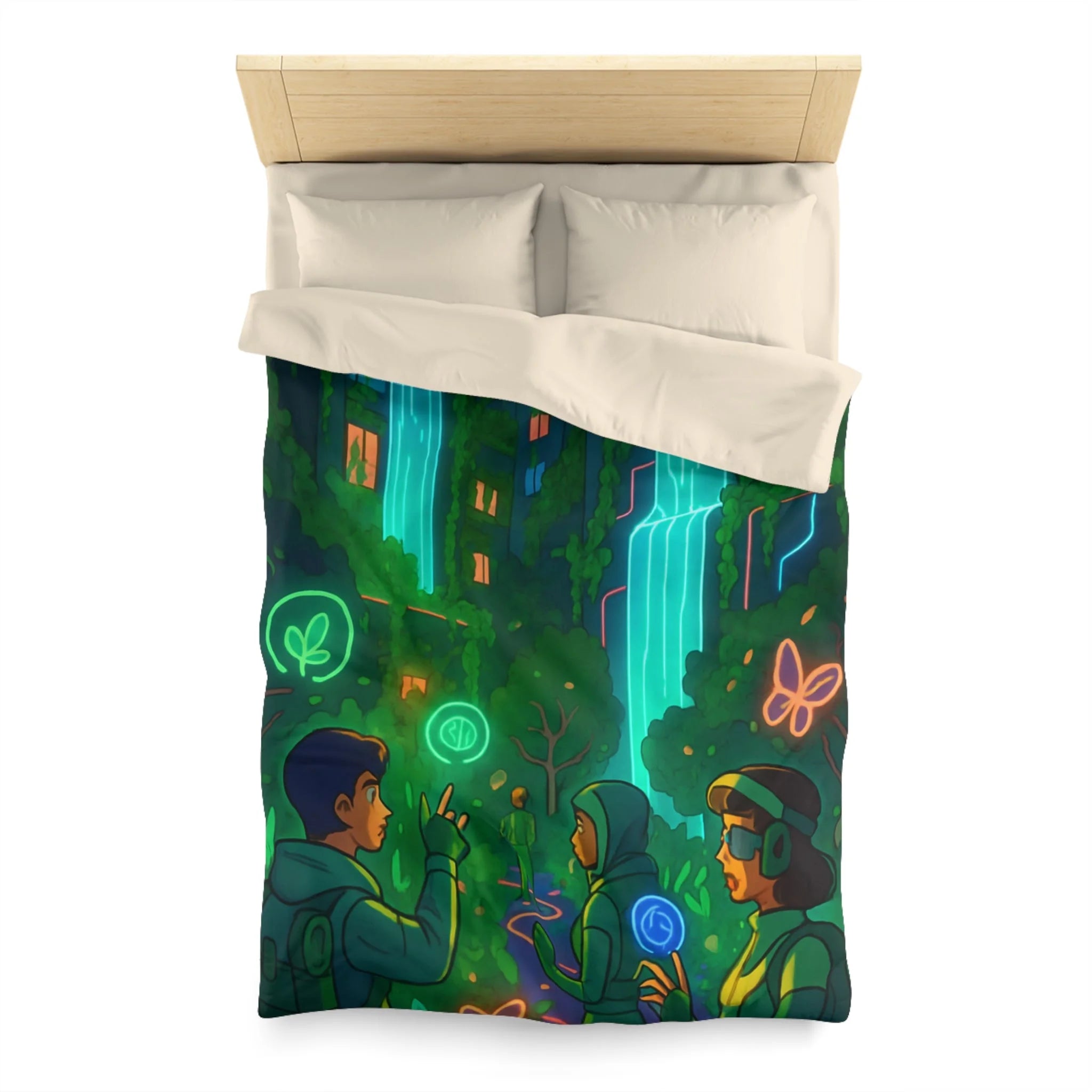 Housse de Couette Microfibre Design Artistique Moderne Décoration Chambre Confort Premium