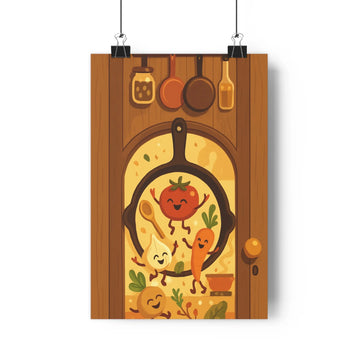 Poster décoratif joyeux cuisine cartoon rouge orange chambre enfant moderne ludique original design unique