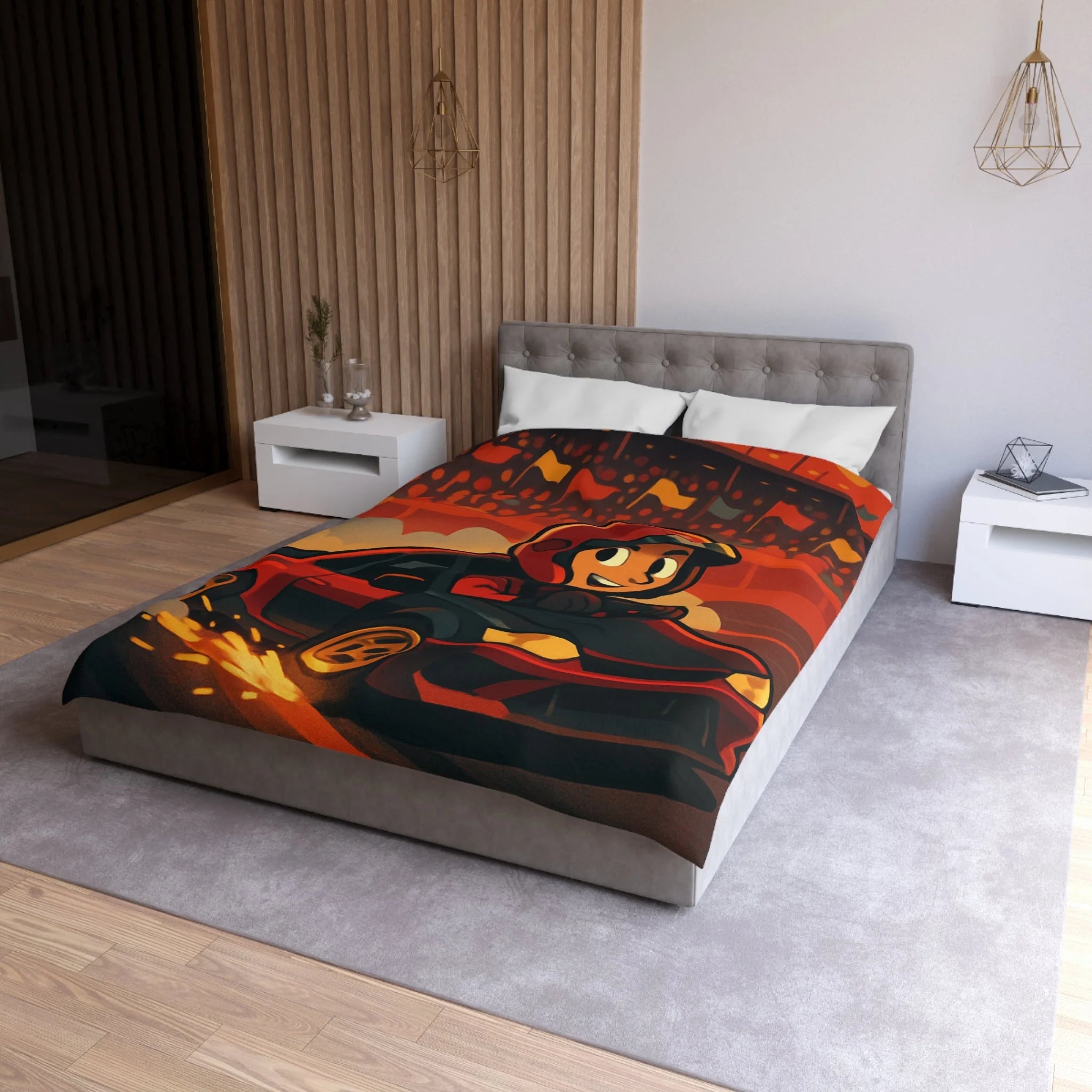 Housse de Couette Microfibre Motif Créatif Original Style Contemporain Chambre Élégante
