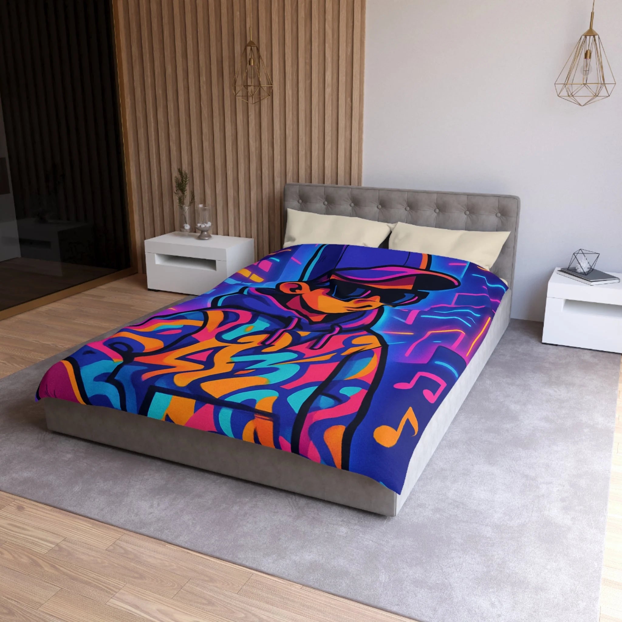 Housse de Couette Microfibre Illustration Unique Design Moderne Décoration Intérieure Raffinée