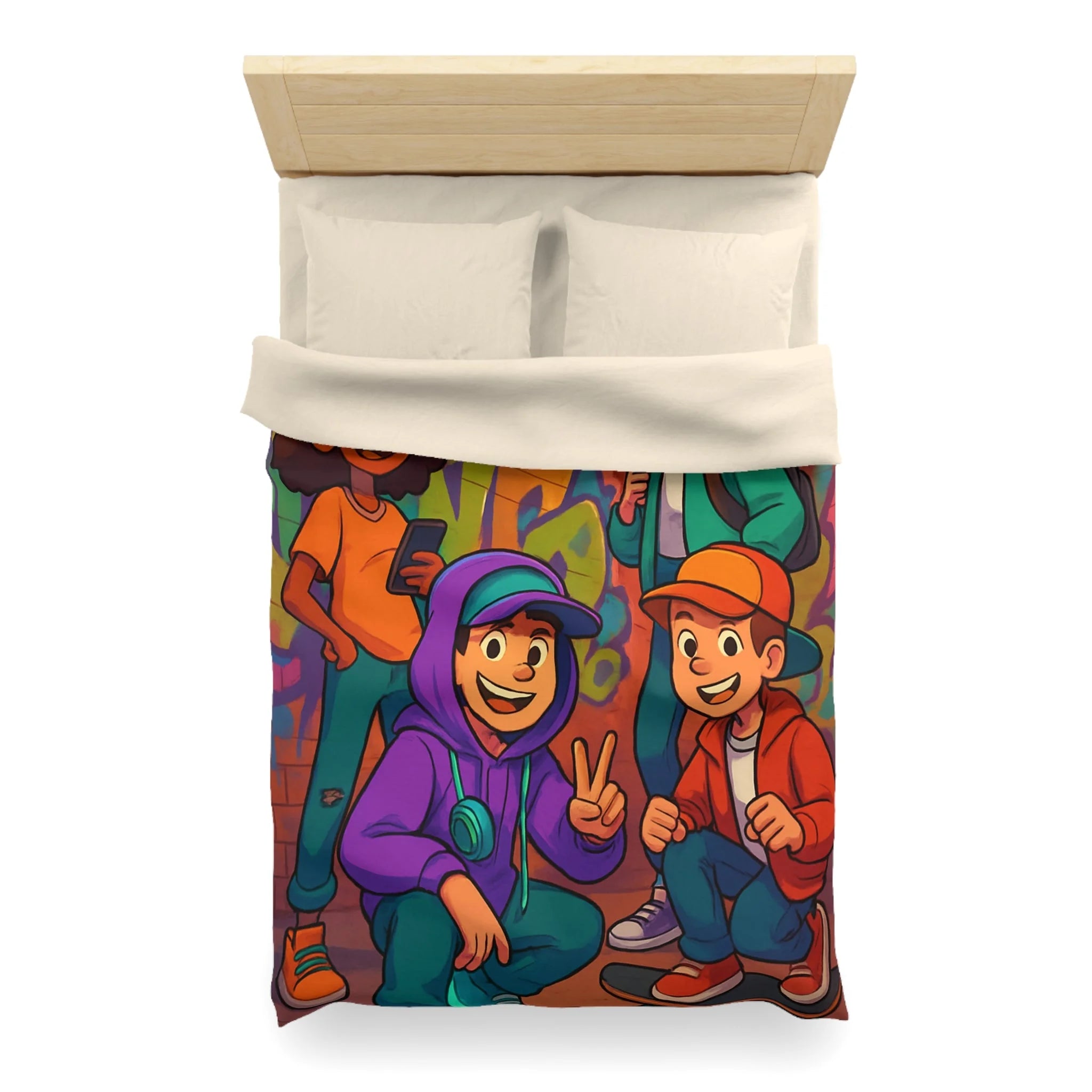 Housse de Couette Microfibre Illustration Unique Design Moderne Décoration Intérieure Raffinée