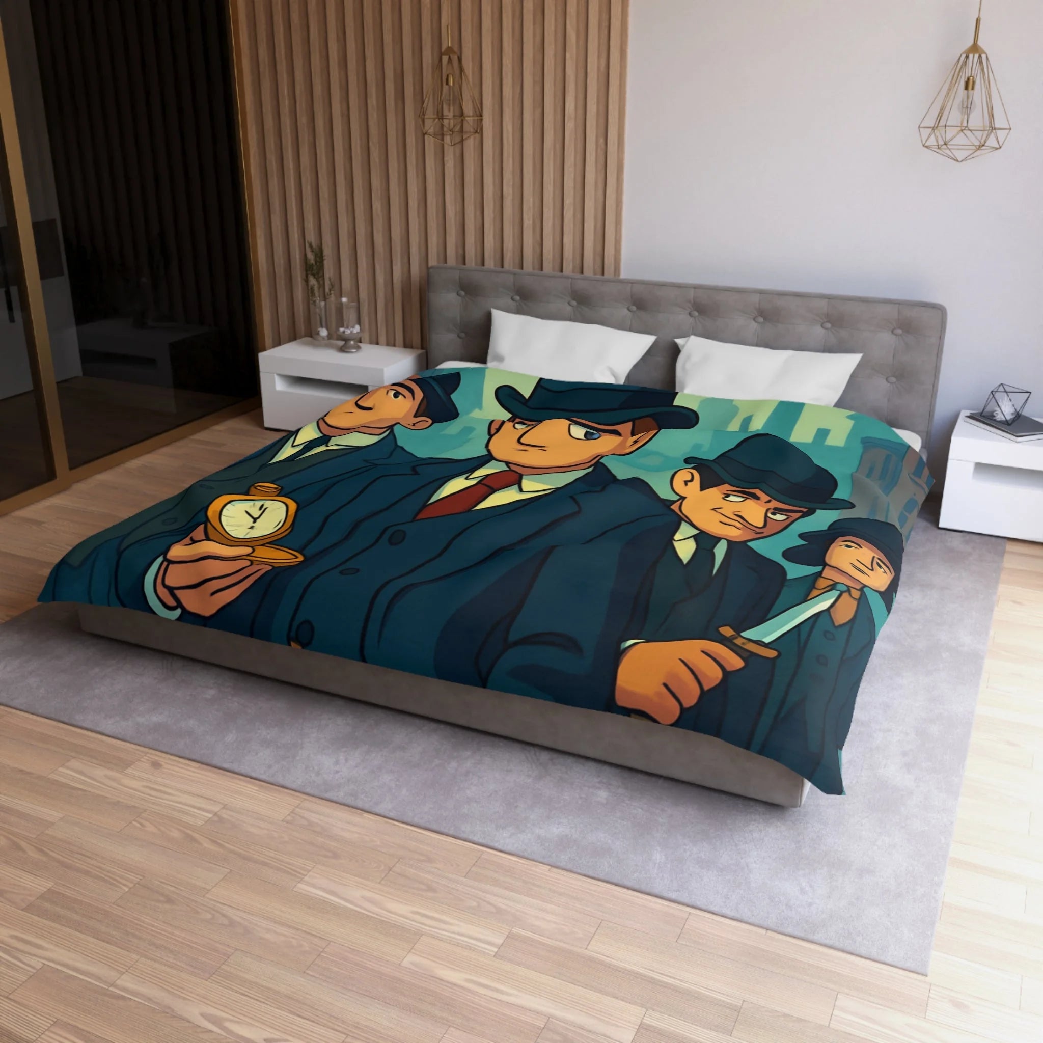 Housse de Couette Microfibre Design Artistique Moderne Décoration Chambre Confort Premium