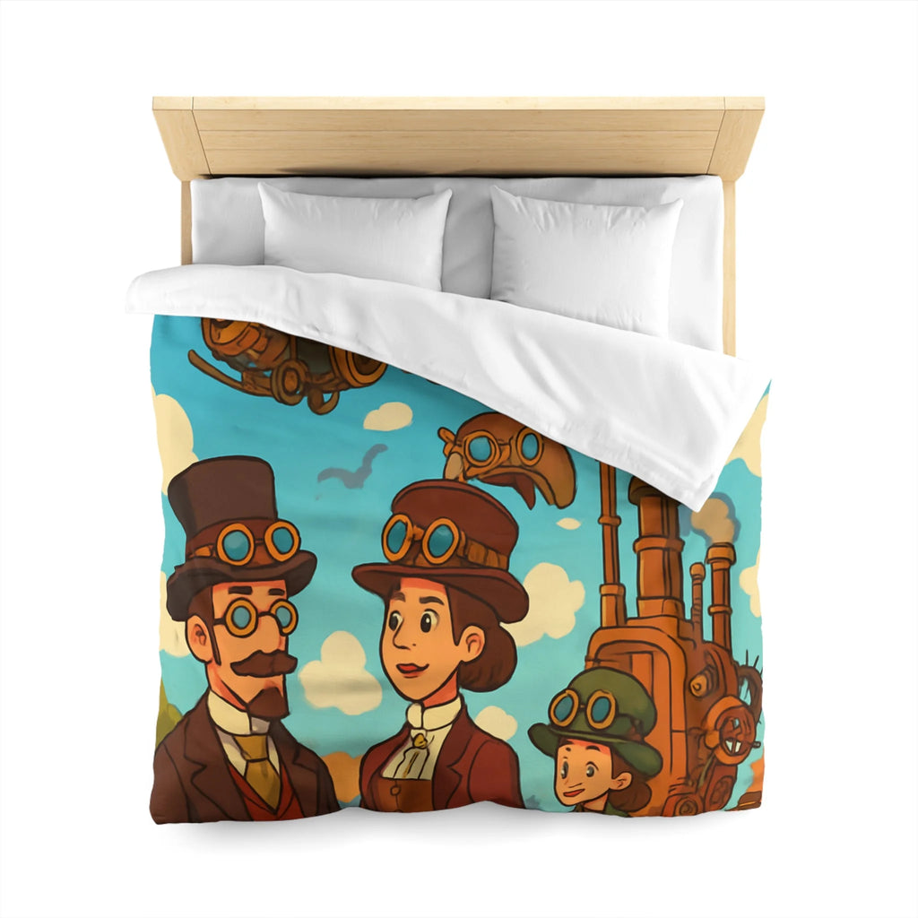 Housse de couette style rétro avec motifs steampunk et engins volants artistiques