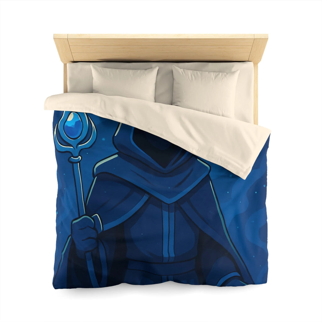 Housse de couette mystique avec sorcier et paysages fantastiques pour chambre à thème magique